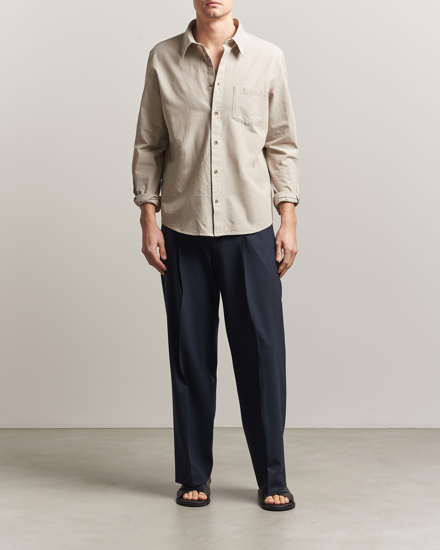Hombres | Camisas | A.P.C. | Harris Cotton/Linen Shirt Sage Green