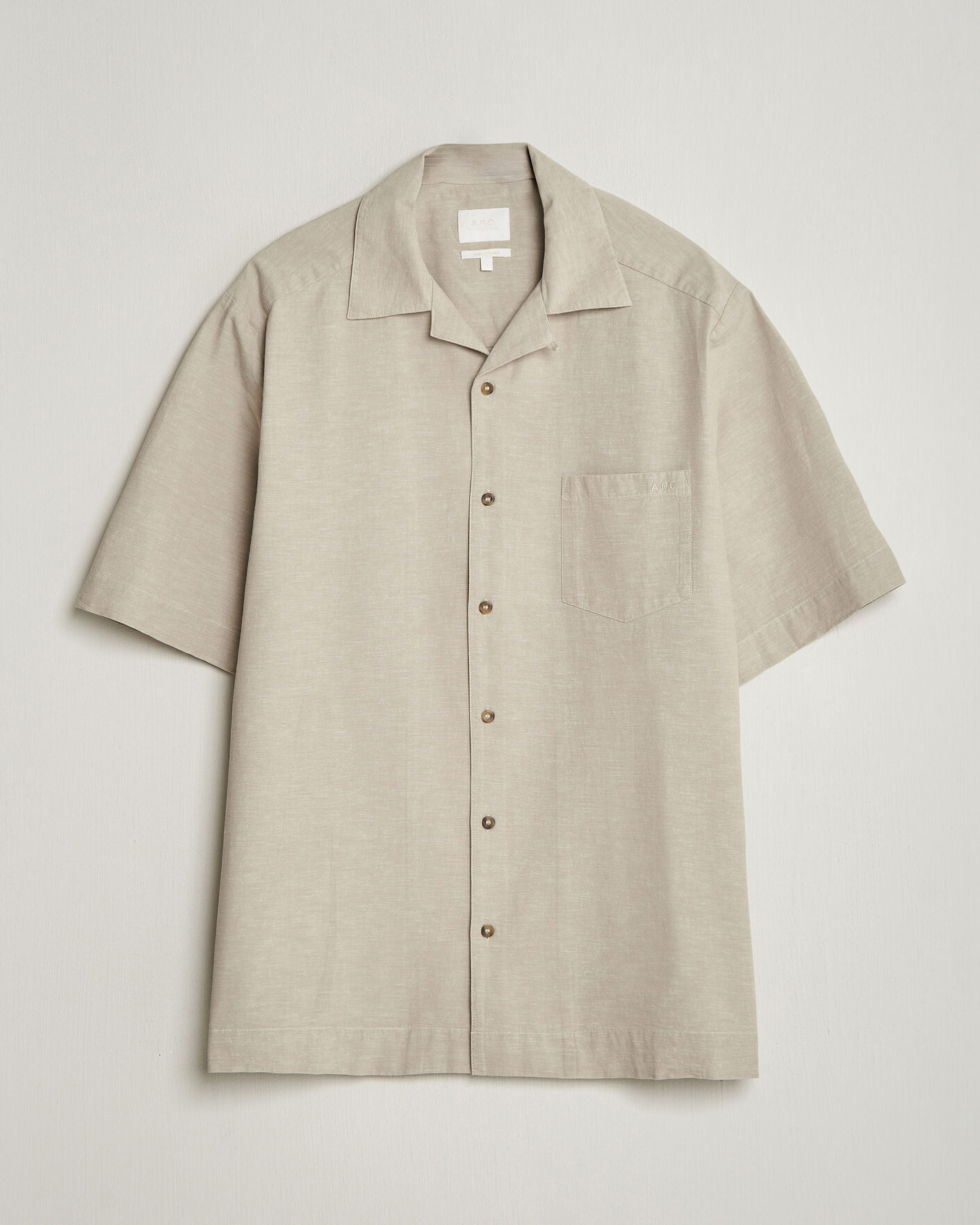 Hombres | Camisas | A.P.C. | Jude Cotton/Linen Short Sleeve Shirt Sage Green