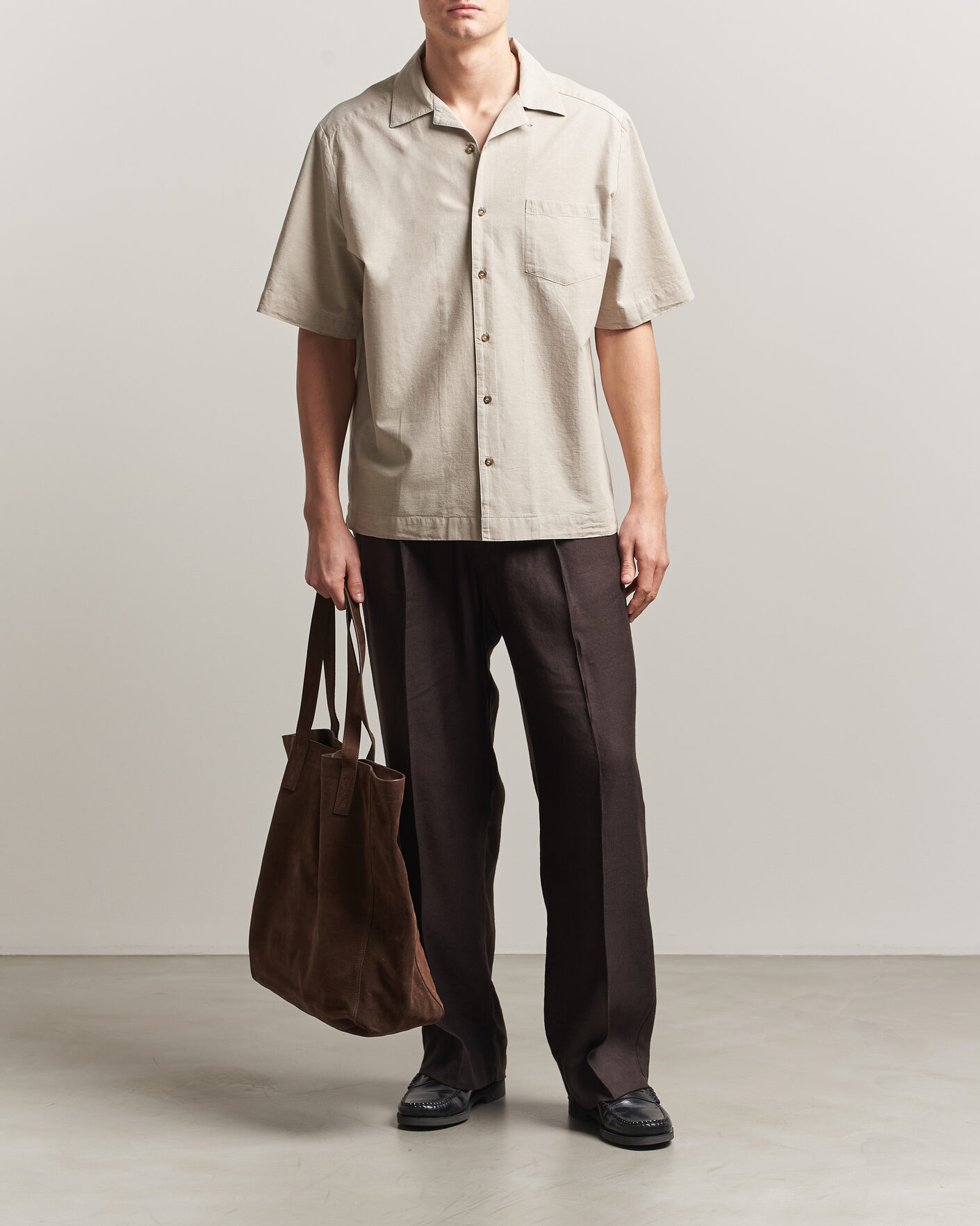 Hombres | Camisas | A.P.C. | Jude Cotton/Linen Short Sleeve Shirt Sage Green