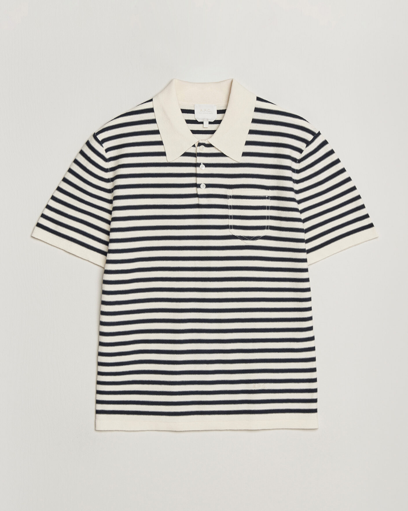 Hombres | Polos | A.P.C. | Eliot Cotton/Cashmere Knitted Polo Ecru/Navy