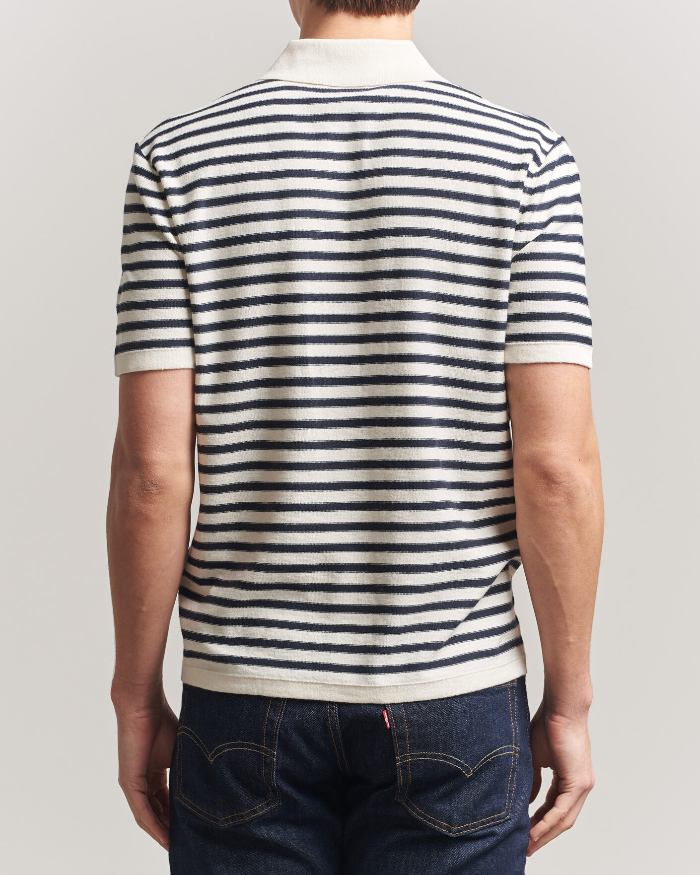 Hombres | Polos | A.P.C. | Eliot Cotton/Cashmere Knitted Polo Ecru/Navy
