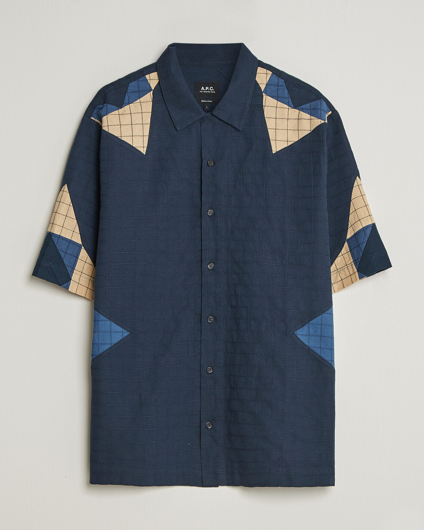 Hombres | Camisas | A.P.C. | Patchwork Short Sleeve Indigo