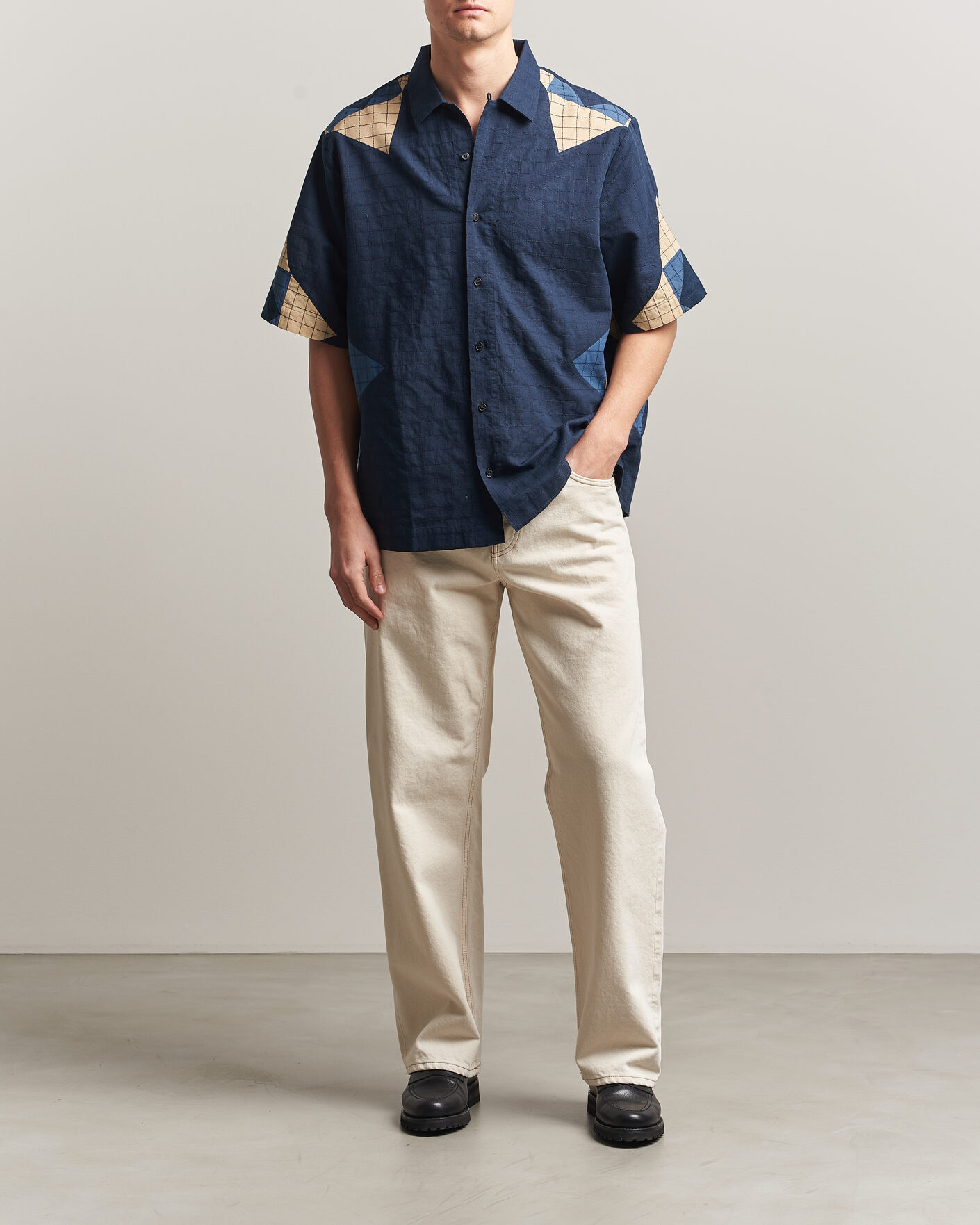 Hombres | Camisas | A.P.C. | Patchwork Short Sleeve Indigo