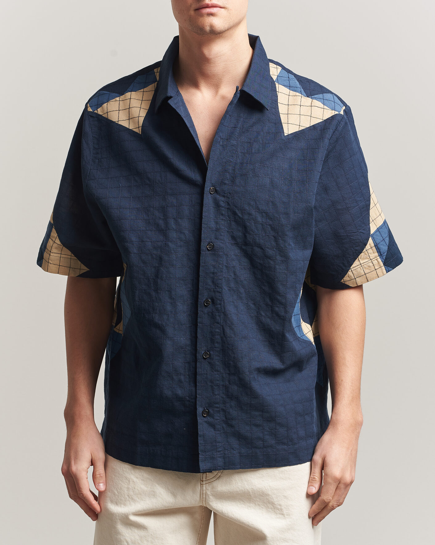 Hombres | Camisas | A.P.C. | Patchwork Short Sleeve Indigo