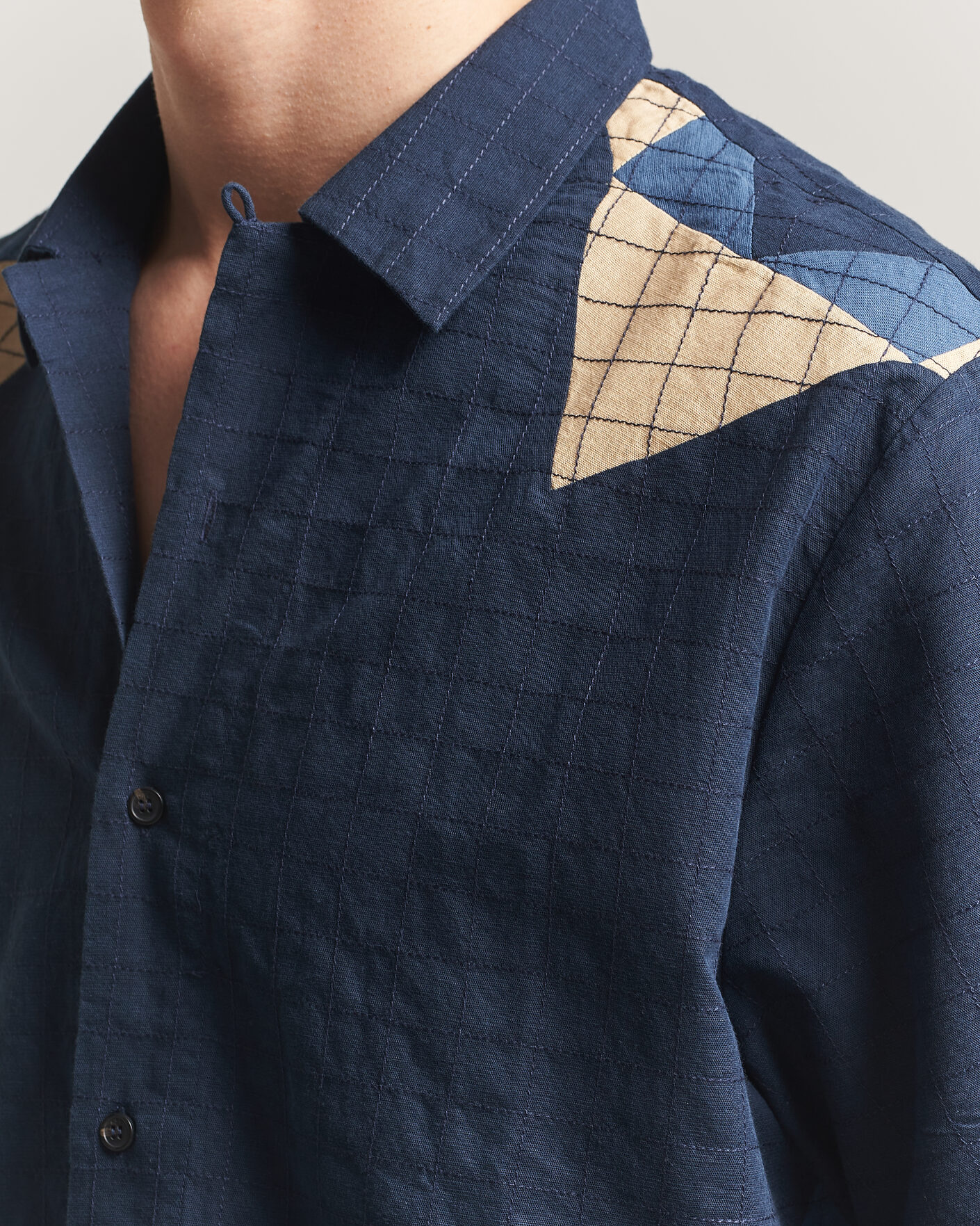 Hombres | Camisas | A.P.C. | Patchwork Short Sleeve Indigo