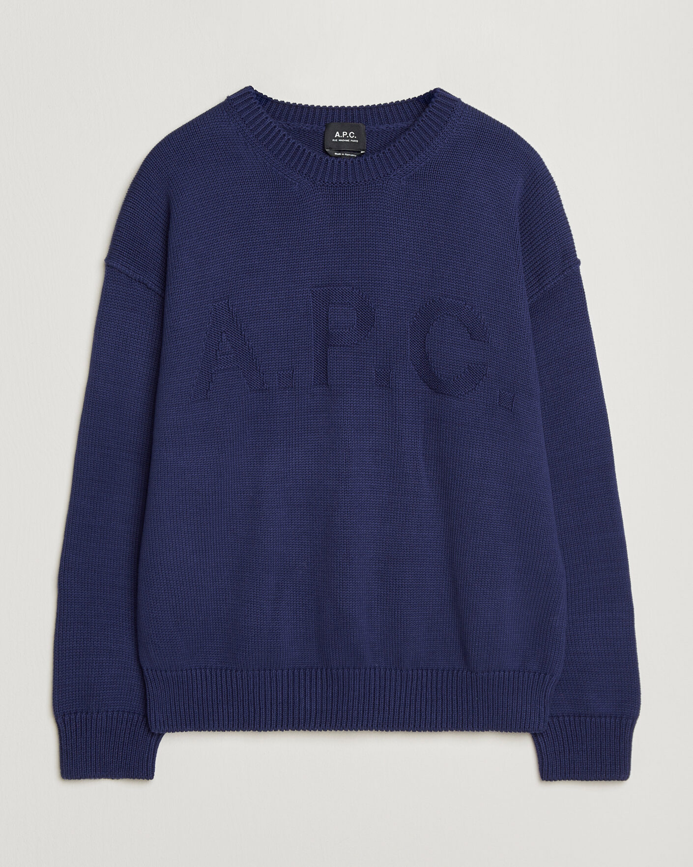 Hombres | Jerséis y prendas de punto | A.P.C. | Leo Cotton Knitted Sweater Dark Blue