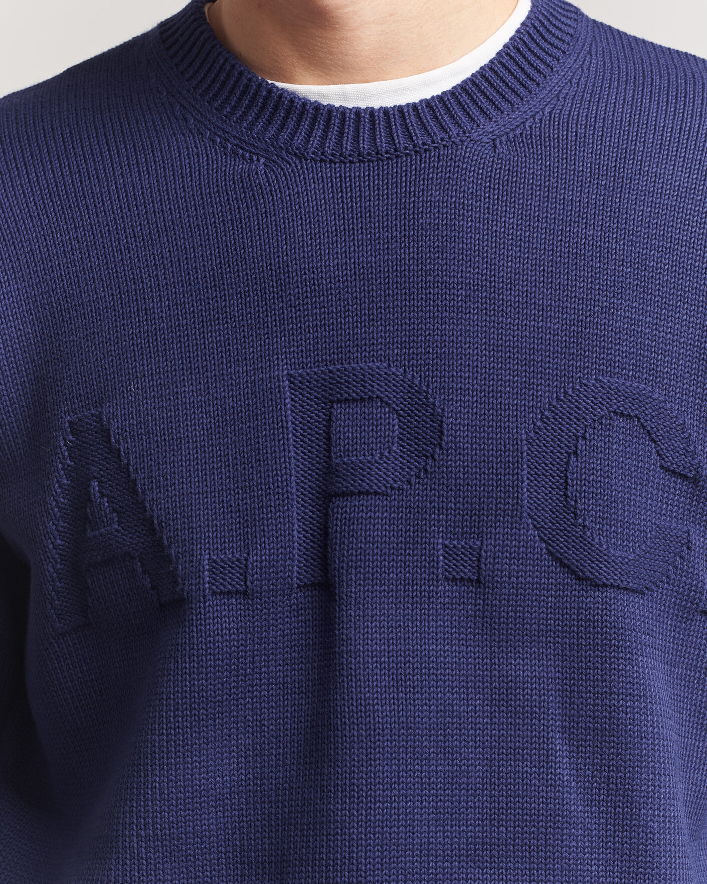 Hombres | Jerséis y prendas de punto | A.P.C. | Leo Cotton Knitted Sweater Dark Blue