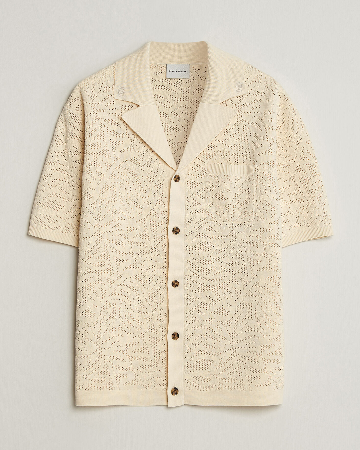 Hombres | Camisas | Drôle de Monsieur | Knitted Resort Shirt Off White