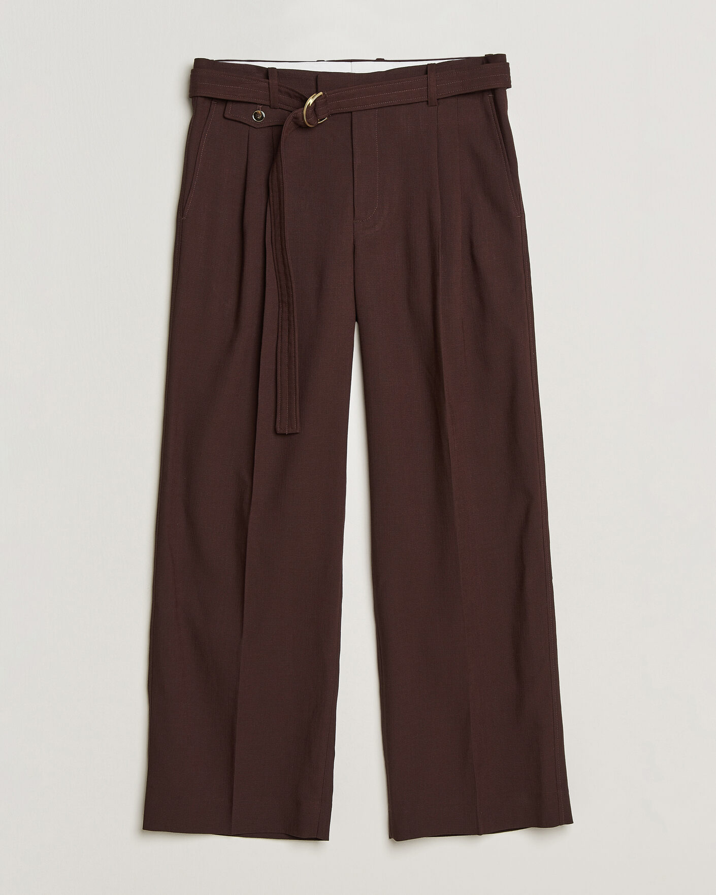 Hombres | Pantalones | Drôle de Monsieur | Viscose Pleated Trousers Brown
