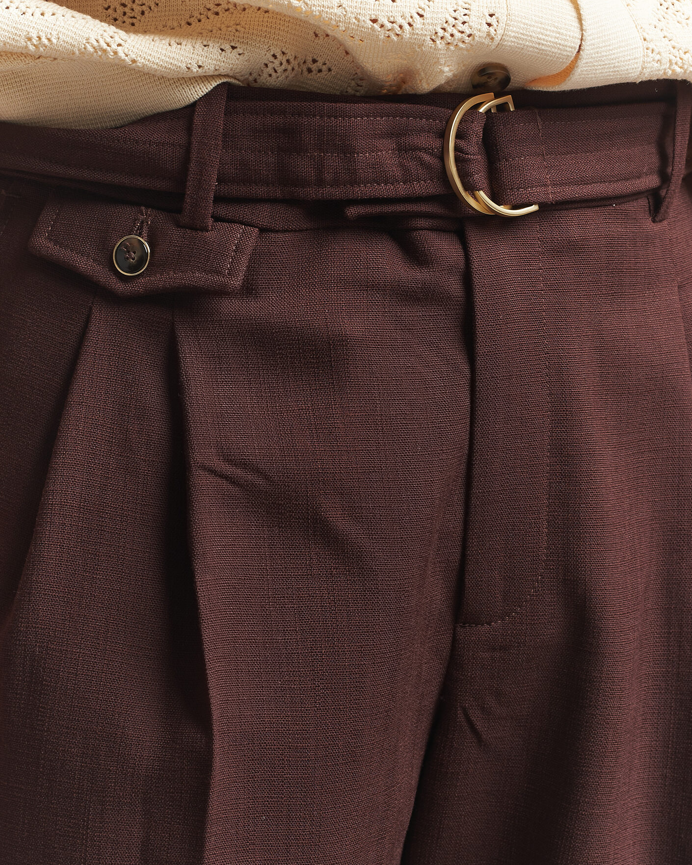 Hombres | Pantalones | Drôle de Monsieur | Viscose Pleated Trousers Brown