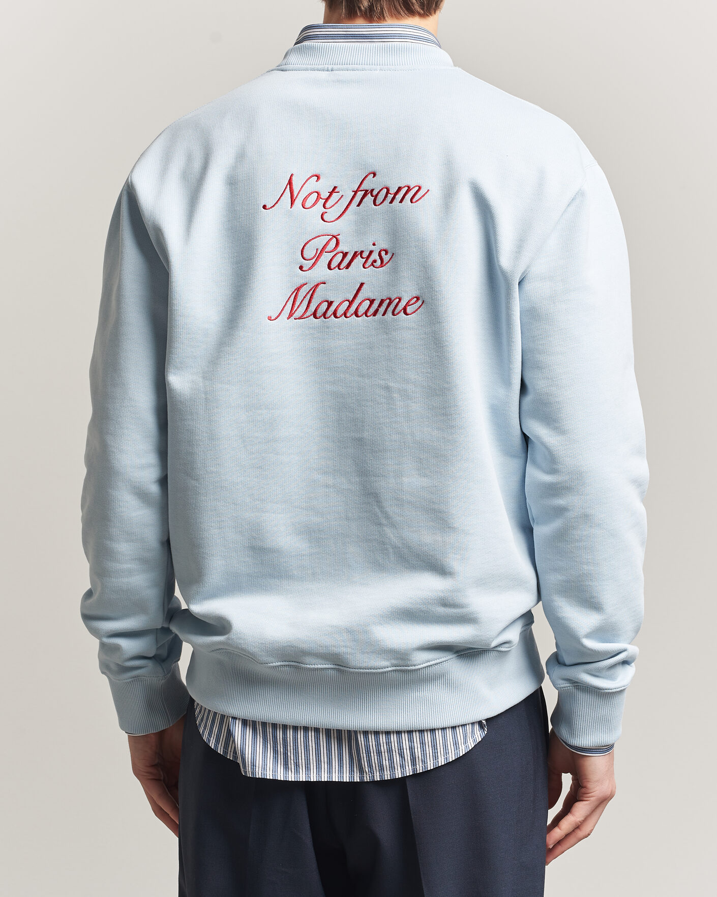 Hombres | Jerséis y prendas de punto | Drôle de Monsieur | Slogan Cursive Sweatshirt Light Blue