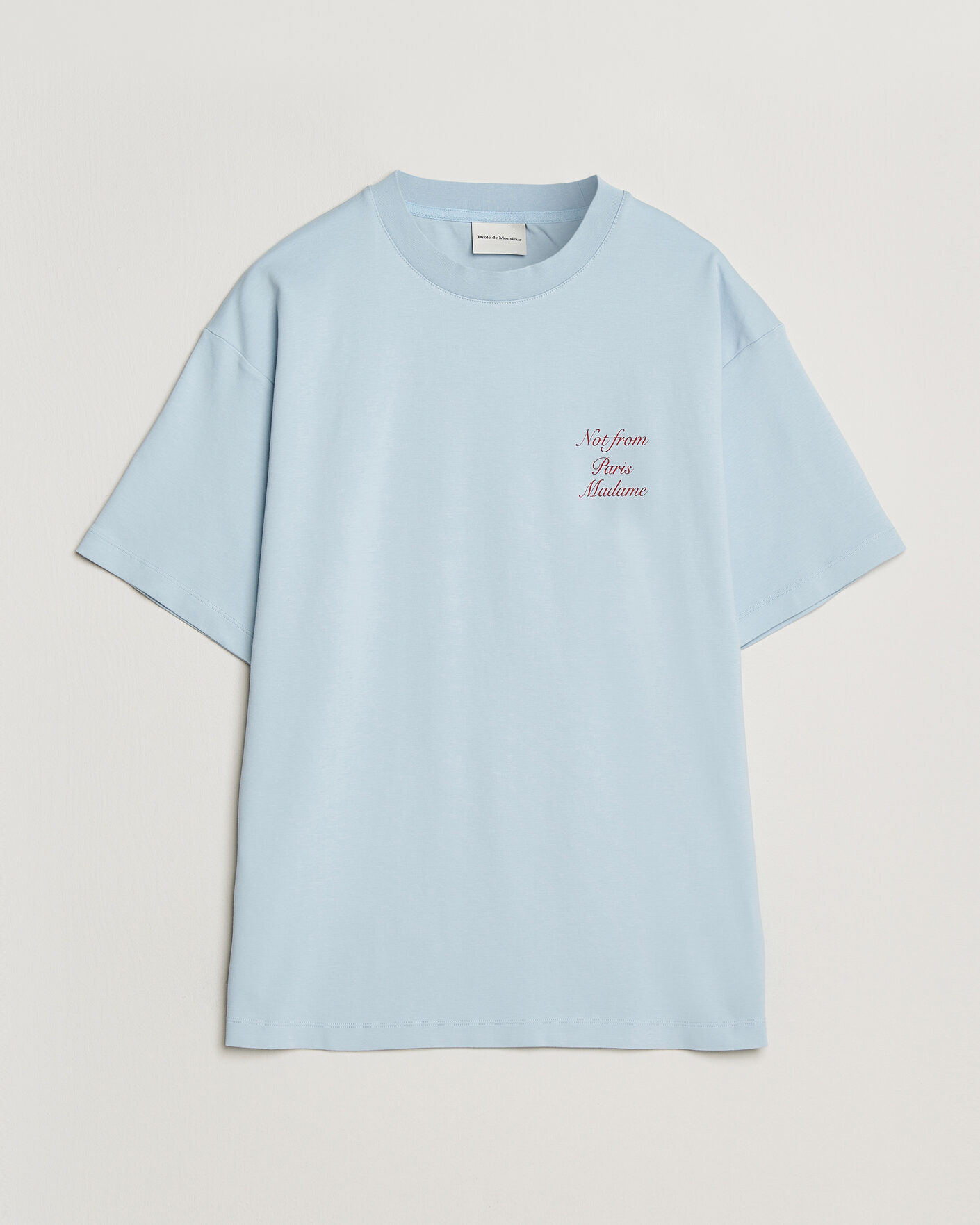 Hombres | Camisetas | Drôle de Monsieur | Slogan Cursive T-Shirt Light Blue