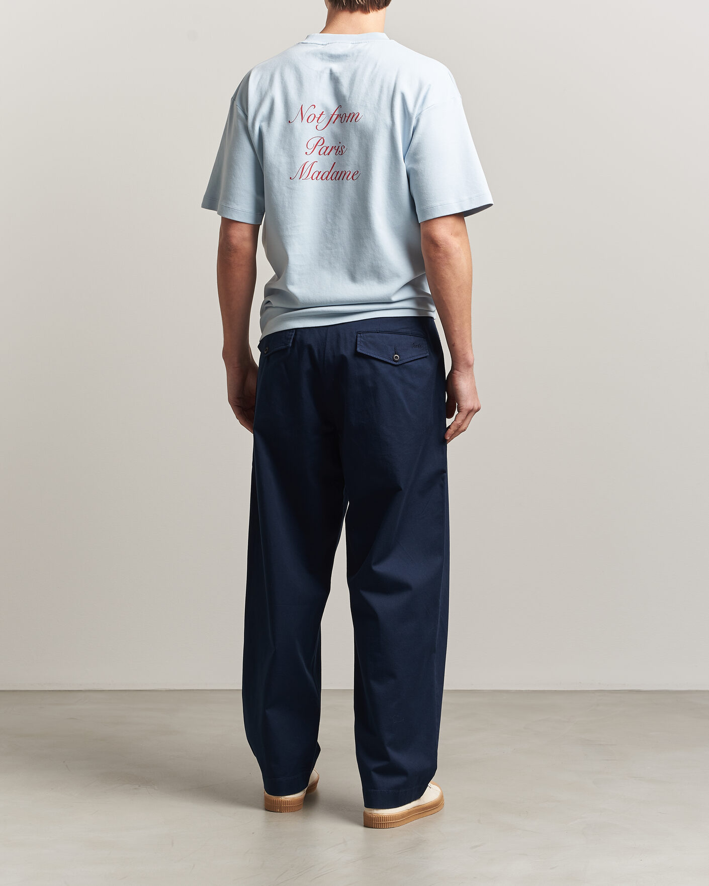 Hombres | Camisetas | Drôle de Monsieur | Slogan Cursive T-Shirt Light Blue