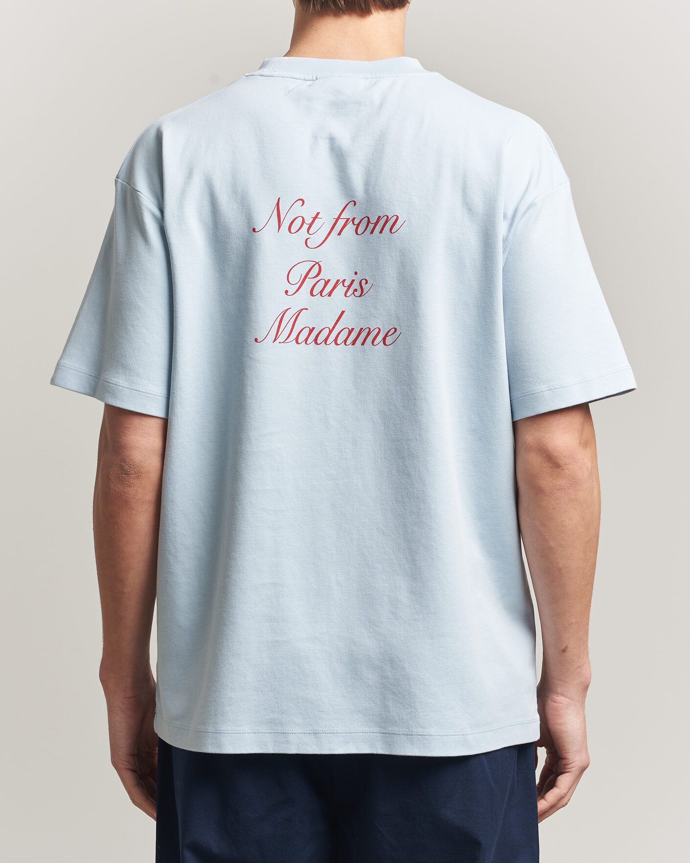 Hombres | Camisetas | Drôle de Monsieur | Slogan Cursive T-Shirt Light Blue