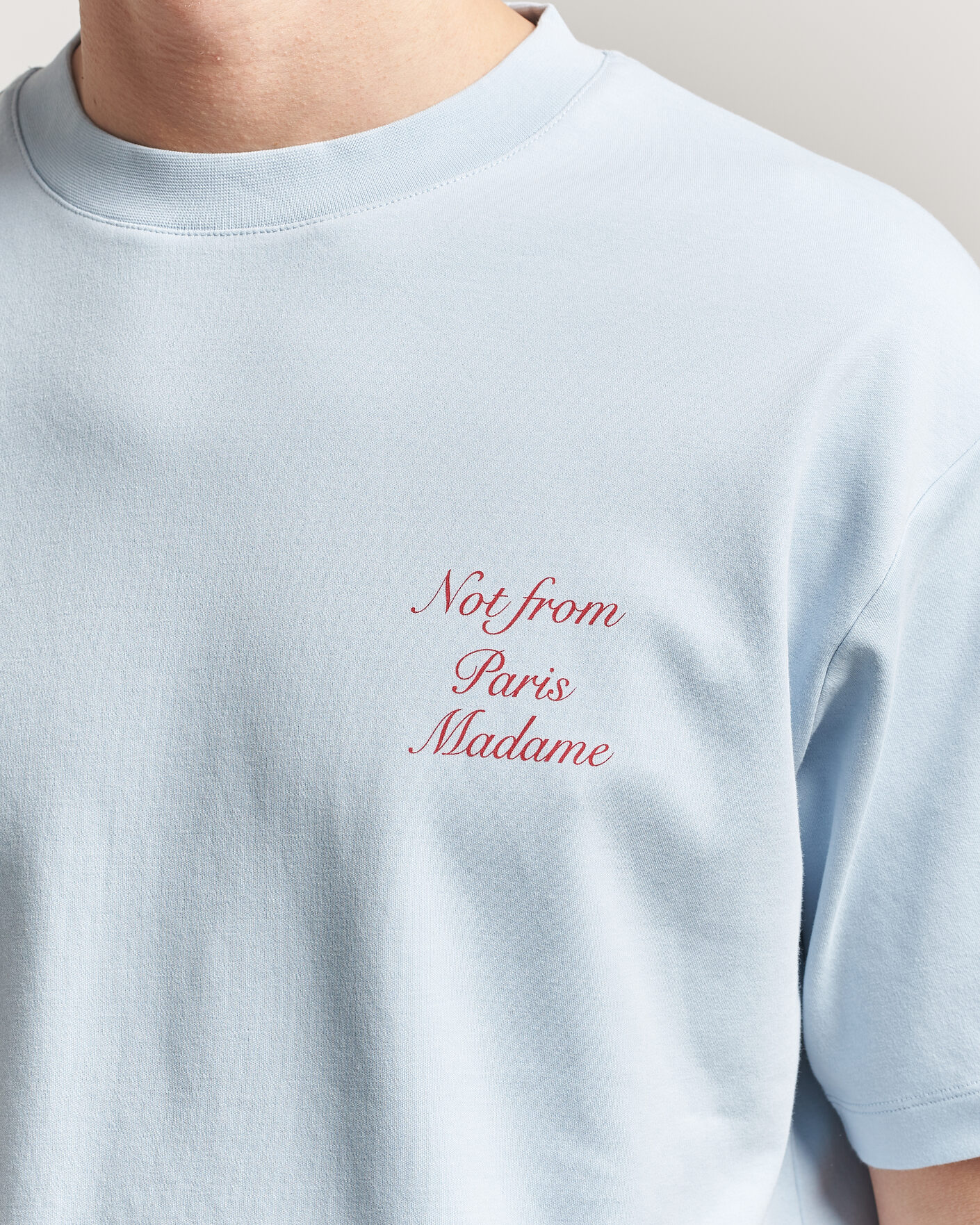 Hombres | Camisetas | Drôle de Monsieur | Slogan Cursive T-Shirt Light Blue