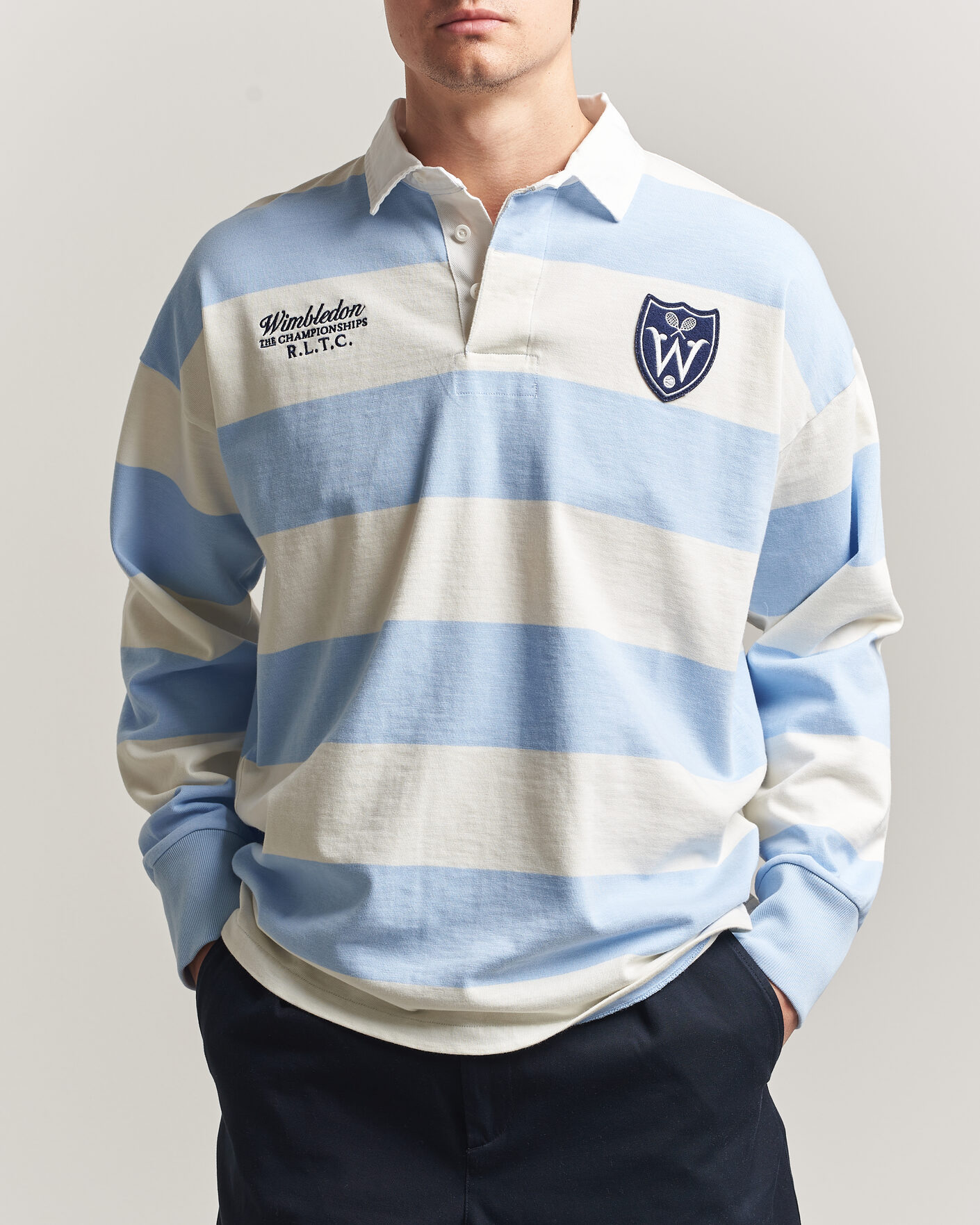 Hombres | Jerséis y prendas de punto | Polo Ralph Lauren | Striped Rugby Pullover Office Blue/Deckwash White