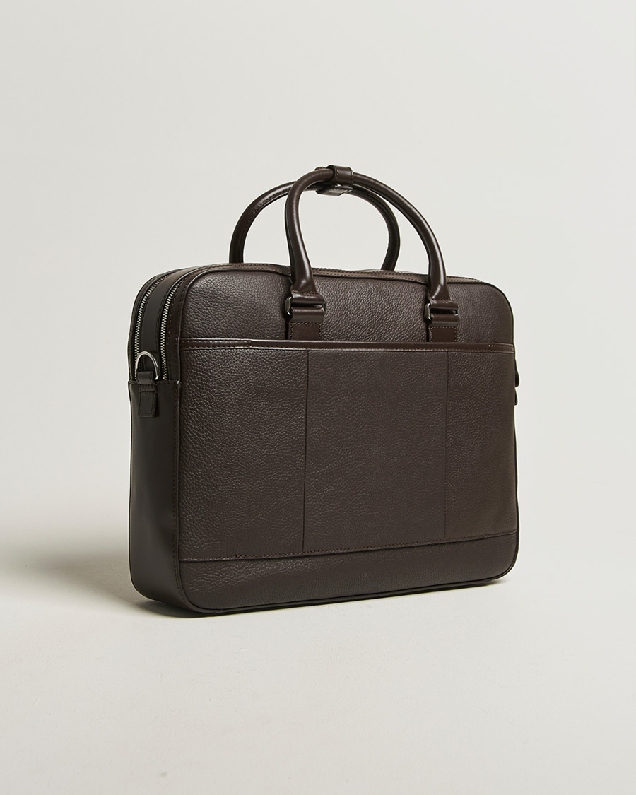 Hombres | Bolsos | Tiger of Sweden | Burin Grained Leather Briefcase Dark Brown