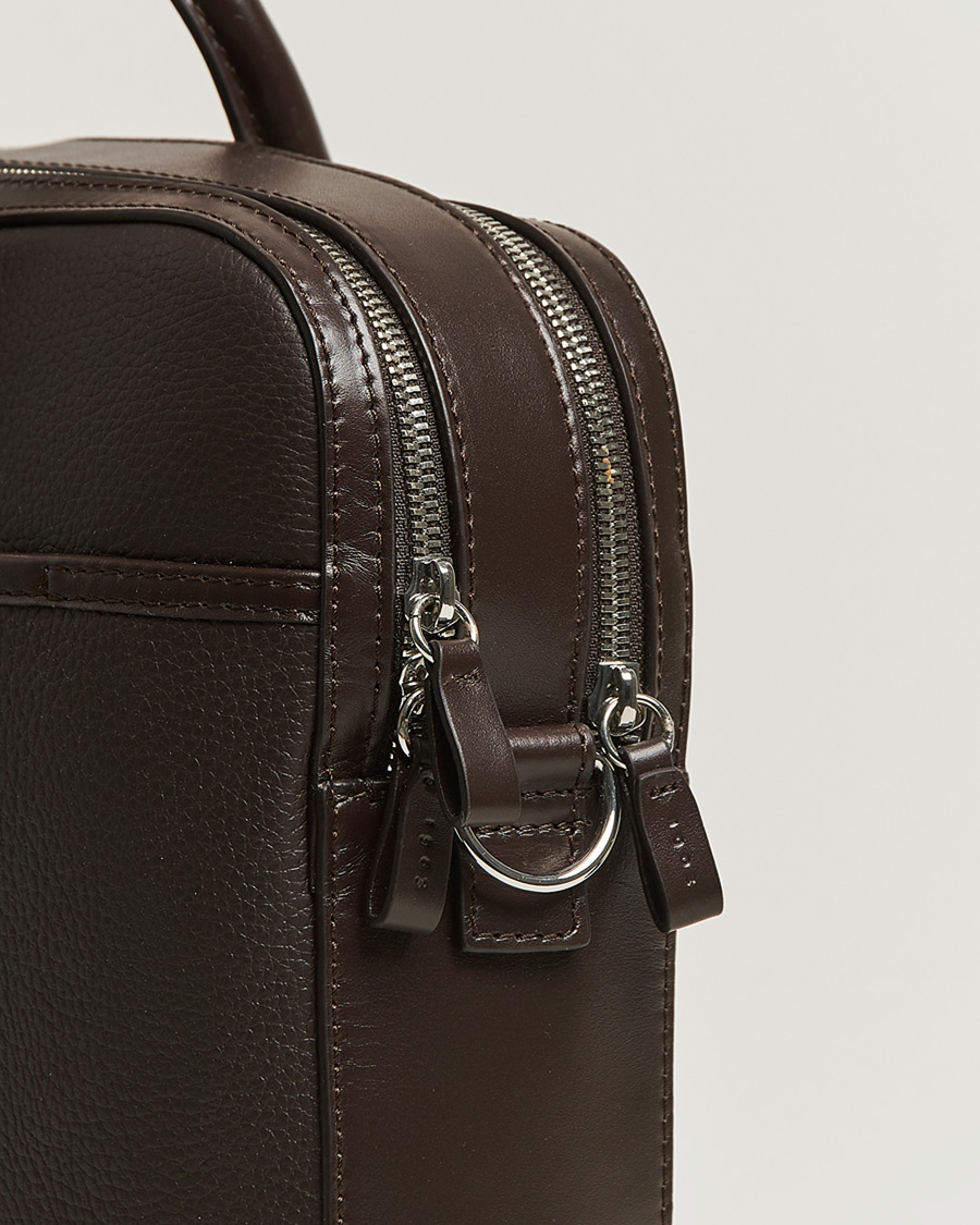 Hombres | Bolsos | Tiger of Sweden | Burin Grained Leather Briefcase Dark Brown