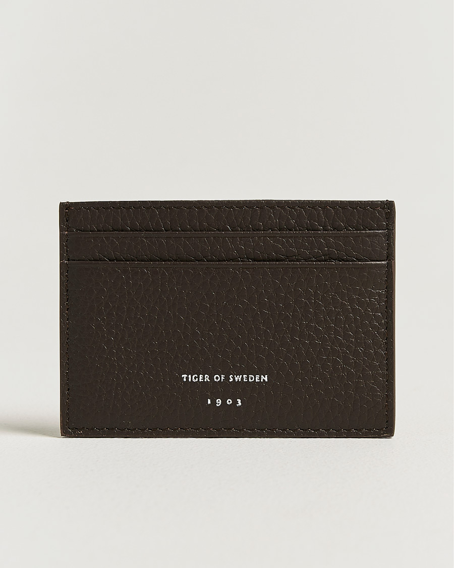 Hombres | Billeteras | Tiger of Sweden | Wharf Leather Card Holder Dark Brown