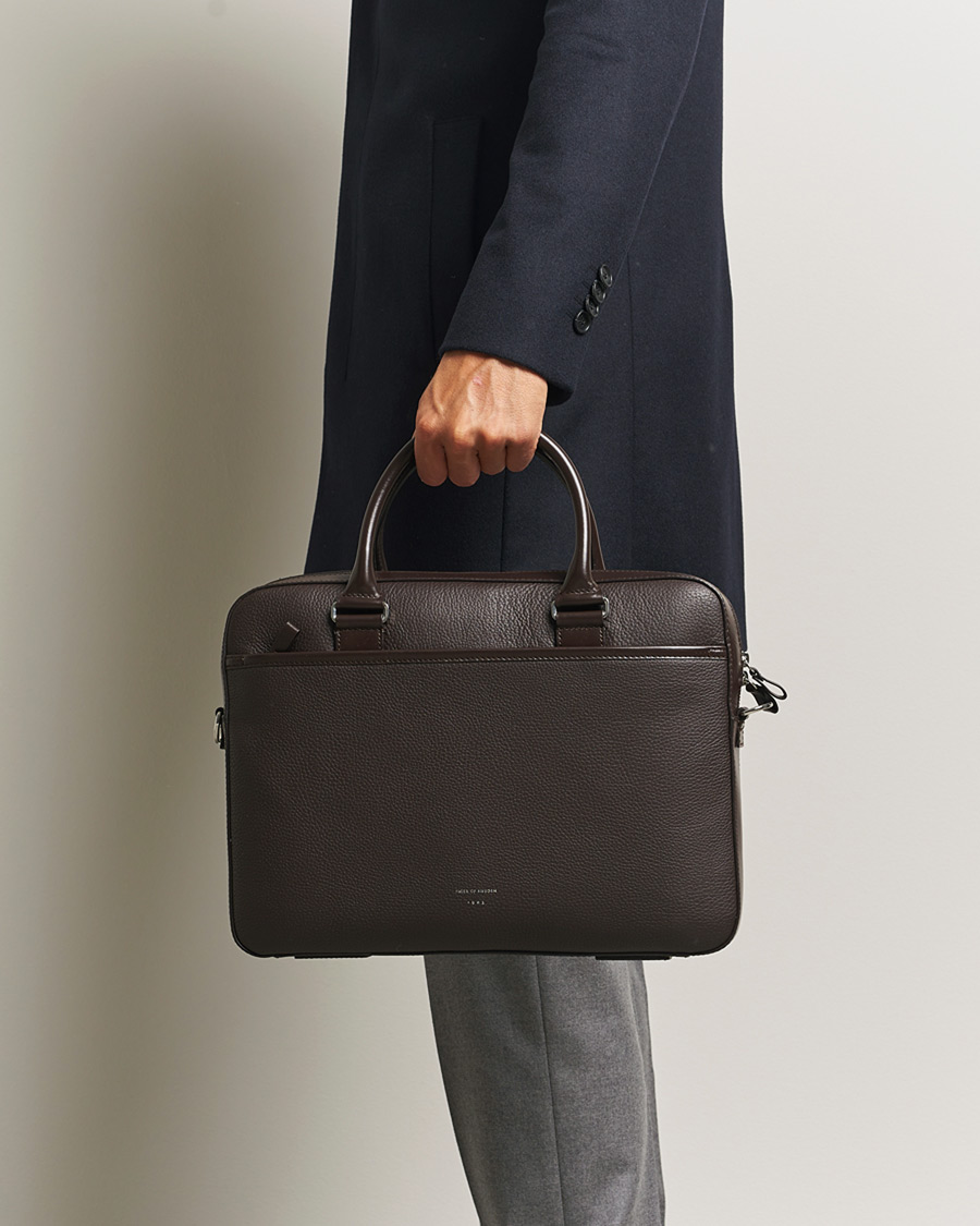 Hombres | Bolsos | Tiger of Sweden | Bosun Grained Leather Briefcase Dark Brown