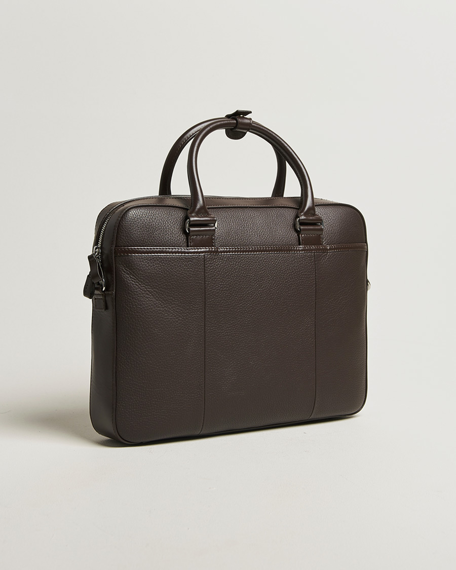 Hombres | Bolsos | Tiger of Sweden | Bosun Grained Leather Briefcase Dark Brown