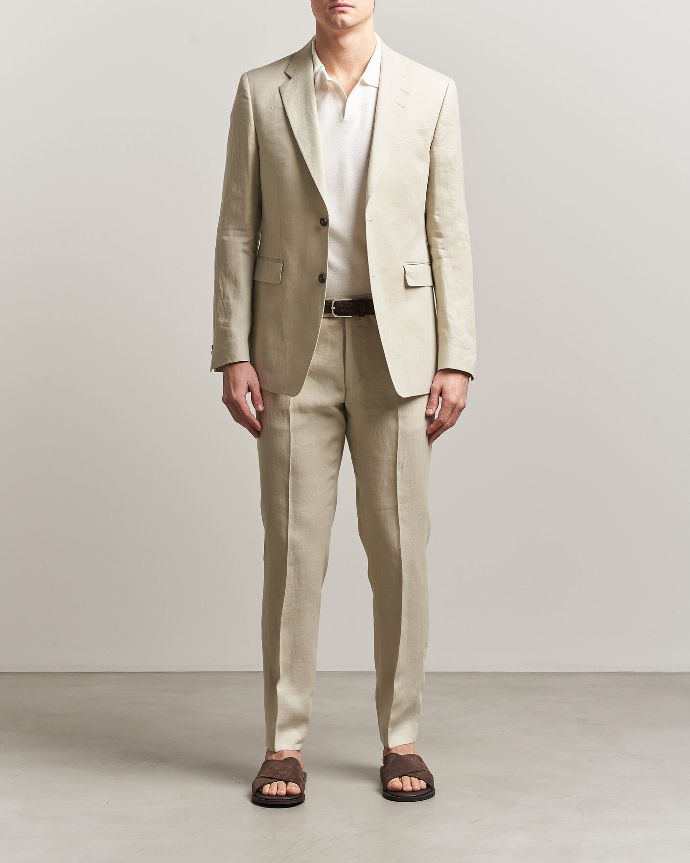 Hombres | Pantalones | Tiger of Sweden | Tenuta Linen Suit Trousers Cream Sand