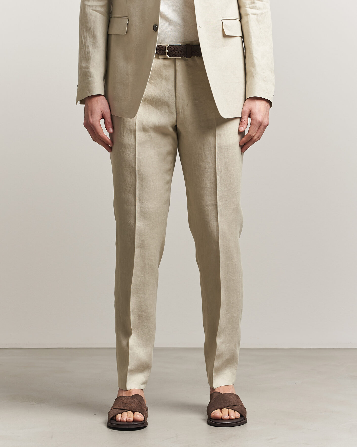 Hombres | Pantalones | Tiger of Sweden | Tenuta Linen Suit Trousers Cream Sand