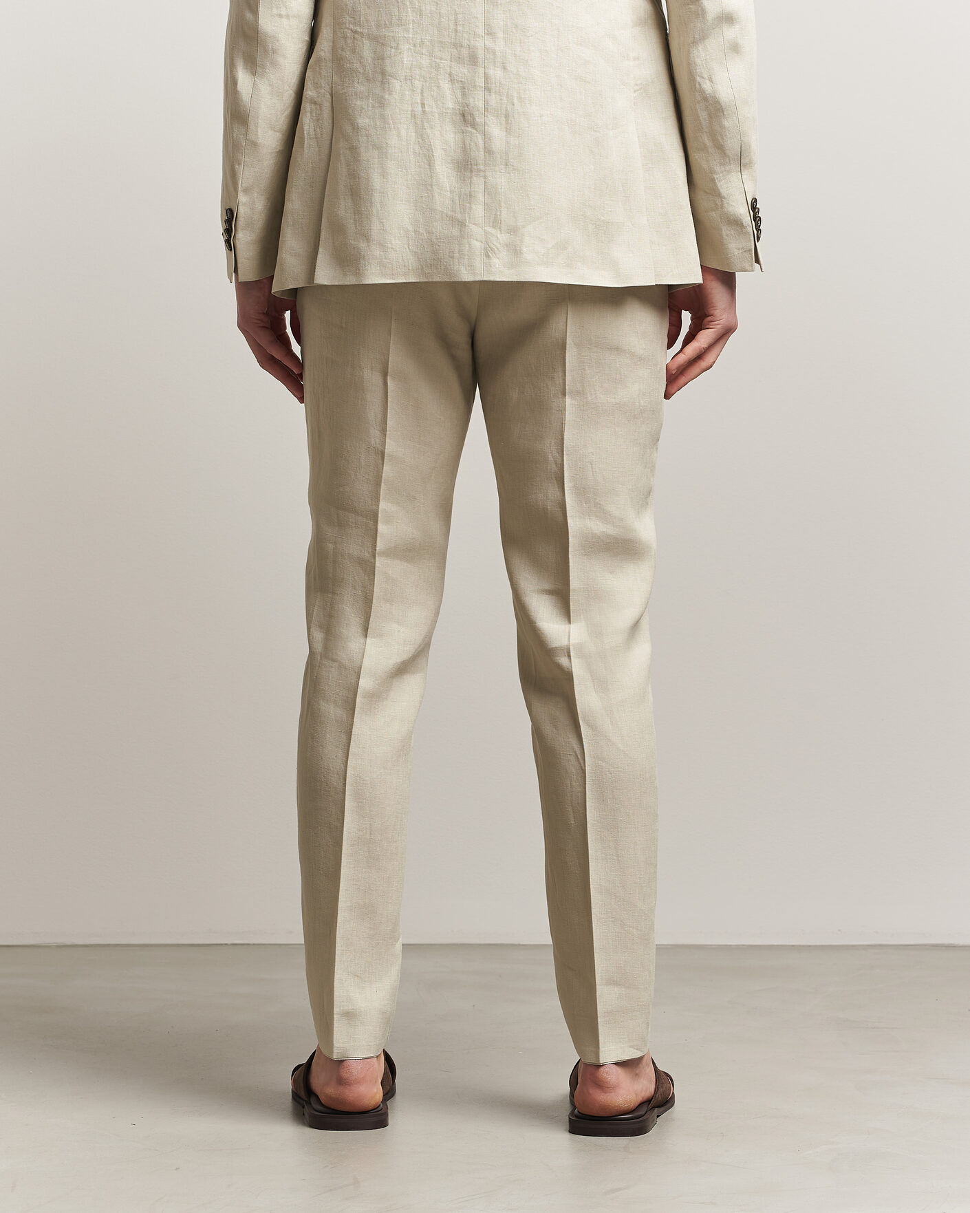 Hombres | Pantalones | Tiger of Sweden | Tenuta Linen Suit Trousers Cream Sand