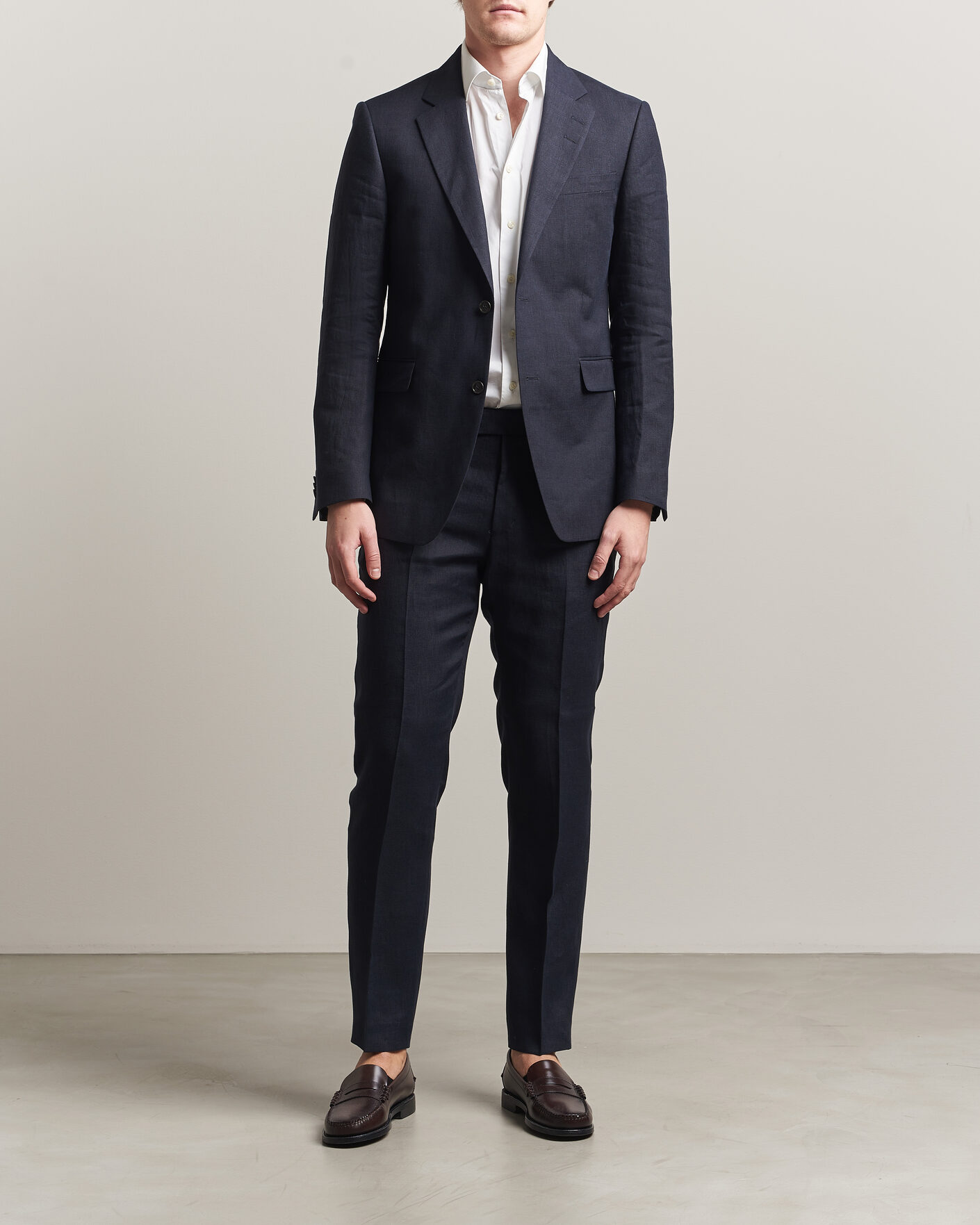 Hombres | Pantalones | Tiger of Sweden | Tenuta Linen Suit Trousers Midnight Blue