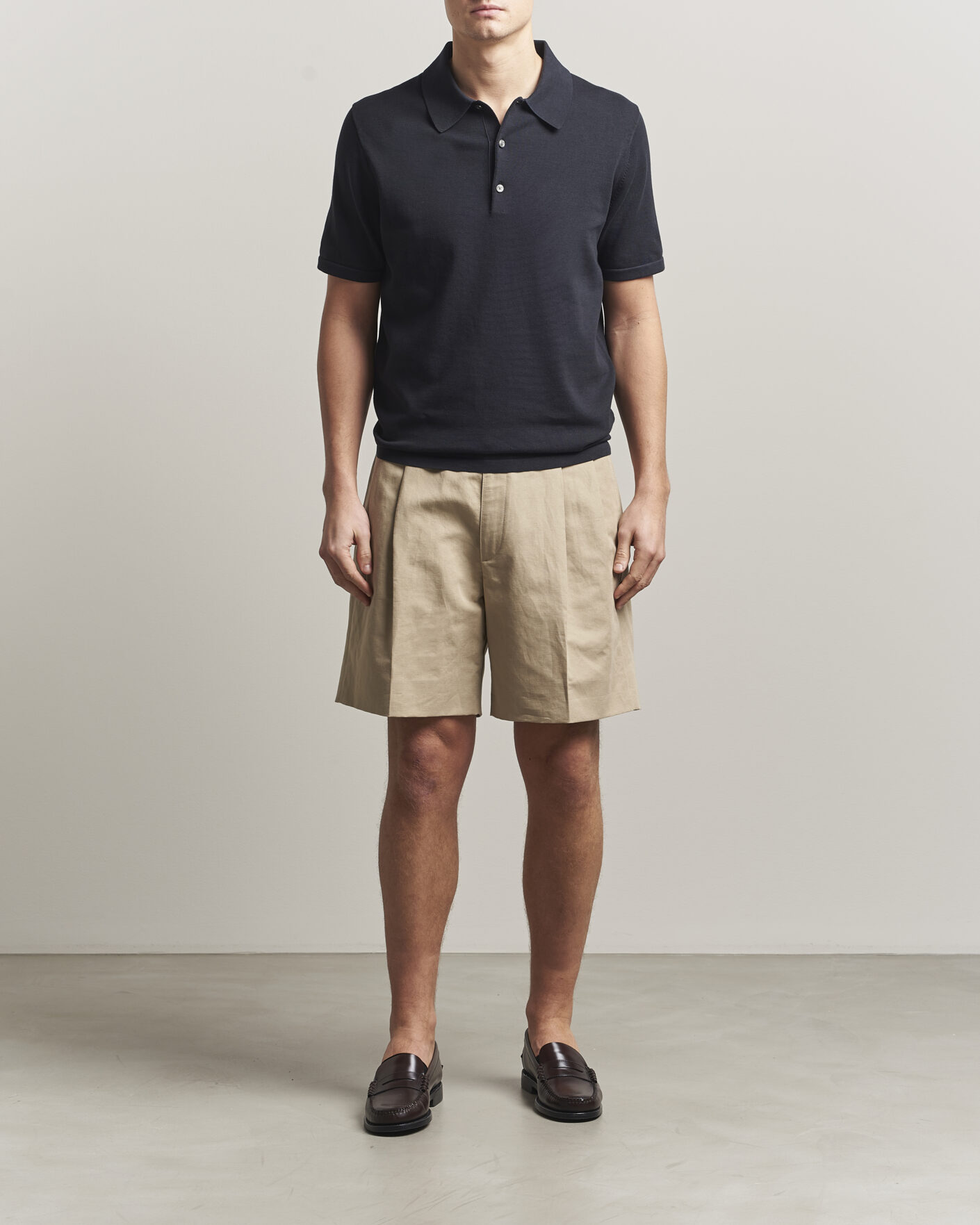 Hombres | Polos | Tiger of Sweden | Erros Cotton Knitted Polo Light Ink