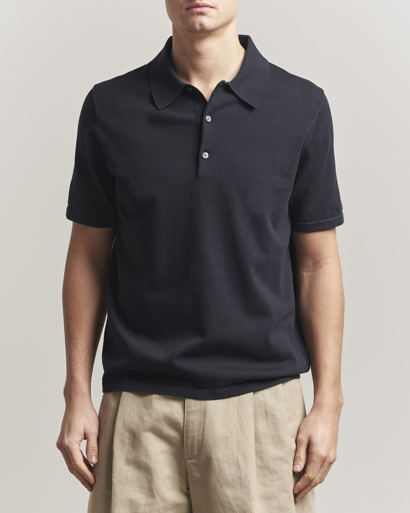 Hombres | Polos | Tiger of Sweden | Erros Cotton Knitted Polo Light Ink