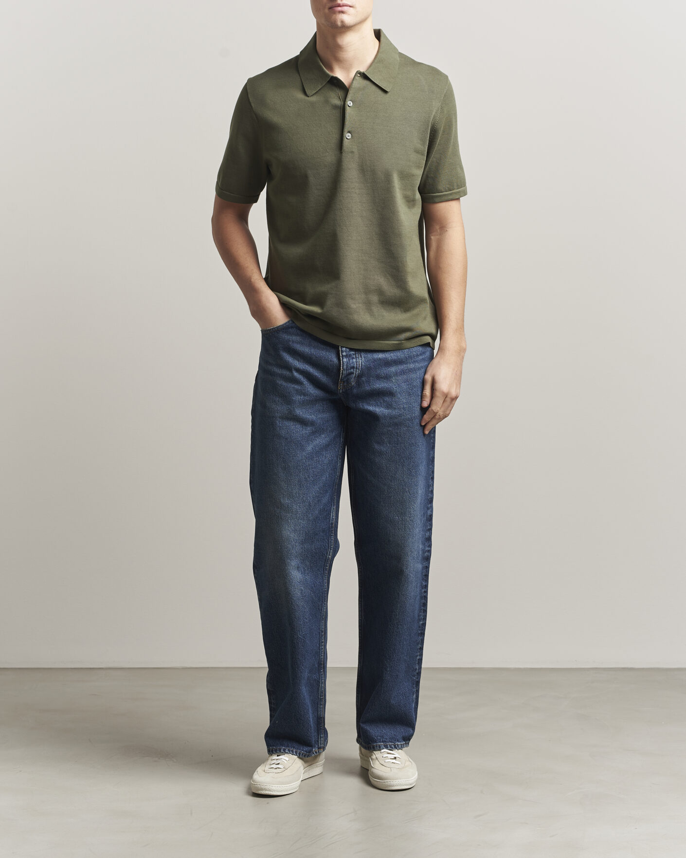Hombres | Polos | Tiger of Sweden | Erros Cotton Knitted Polo Kalamata Green