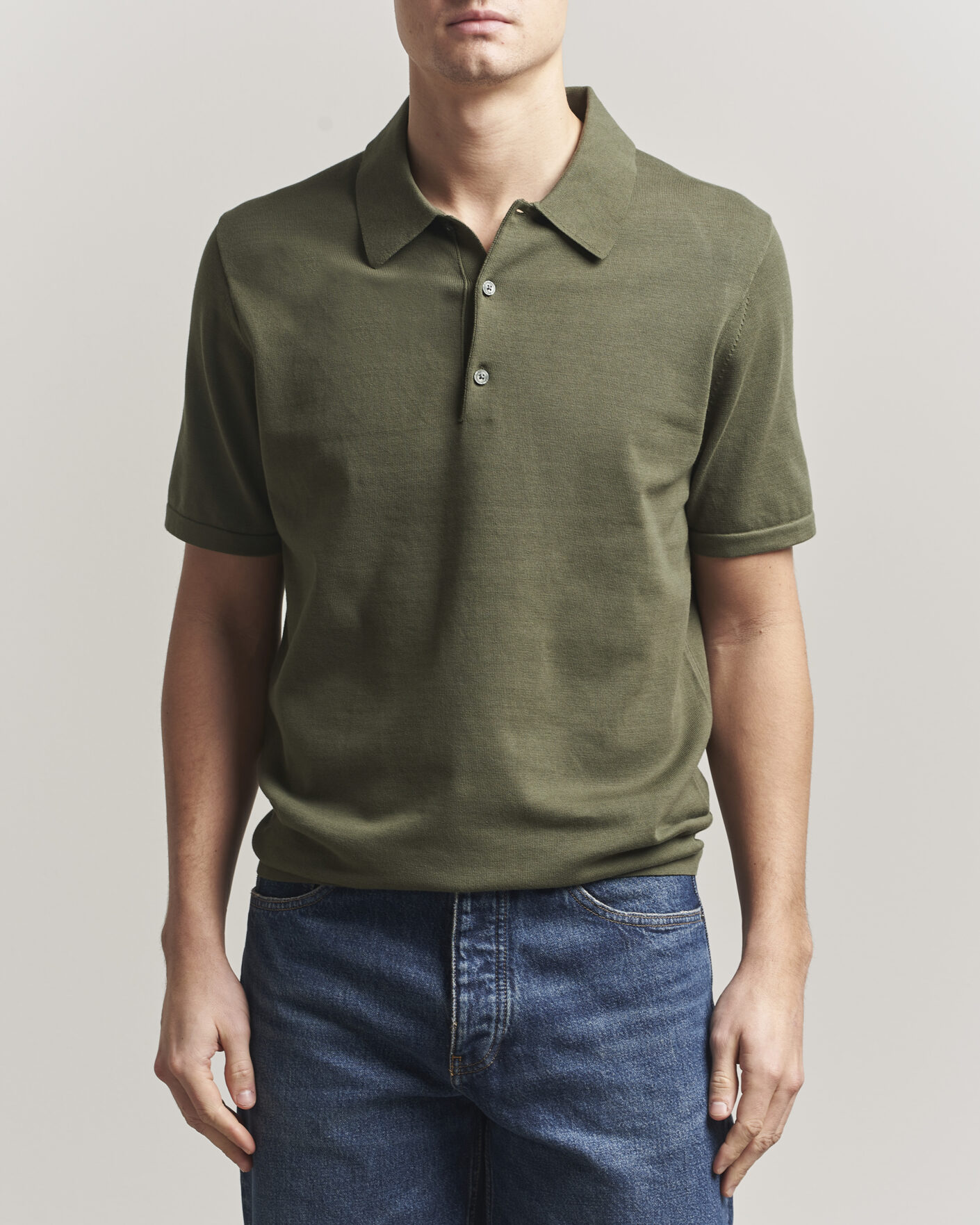 Hombres | Polos | Tiger of Sweden | Erros Cotton Knitted Polo Kalamata Green