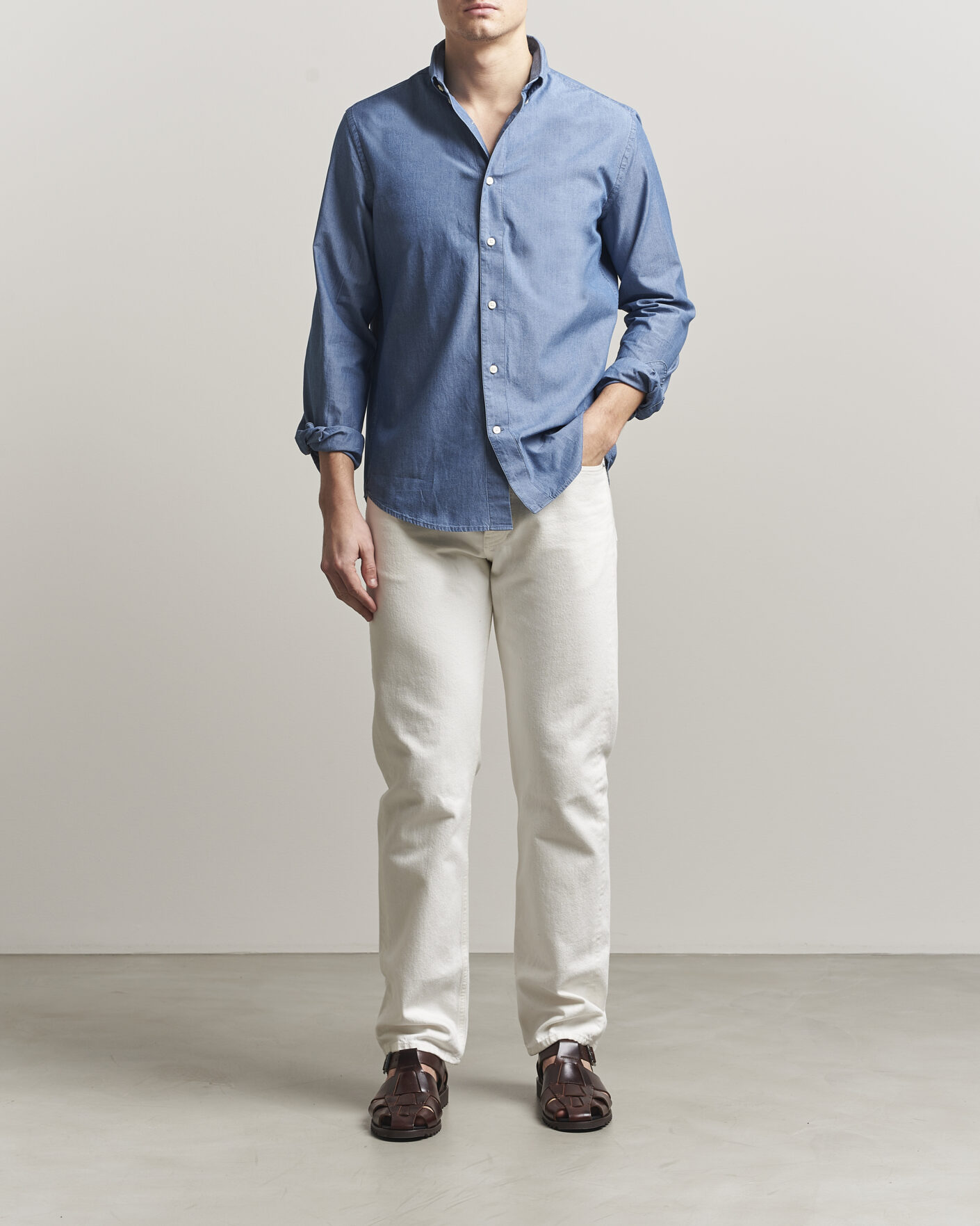 Hombres | Camisas | Tiger of Sweden | Bjorn Denim Shirt Bering Sea