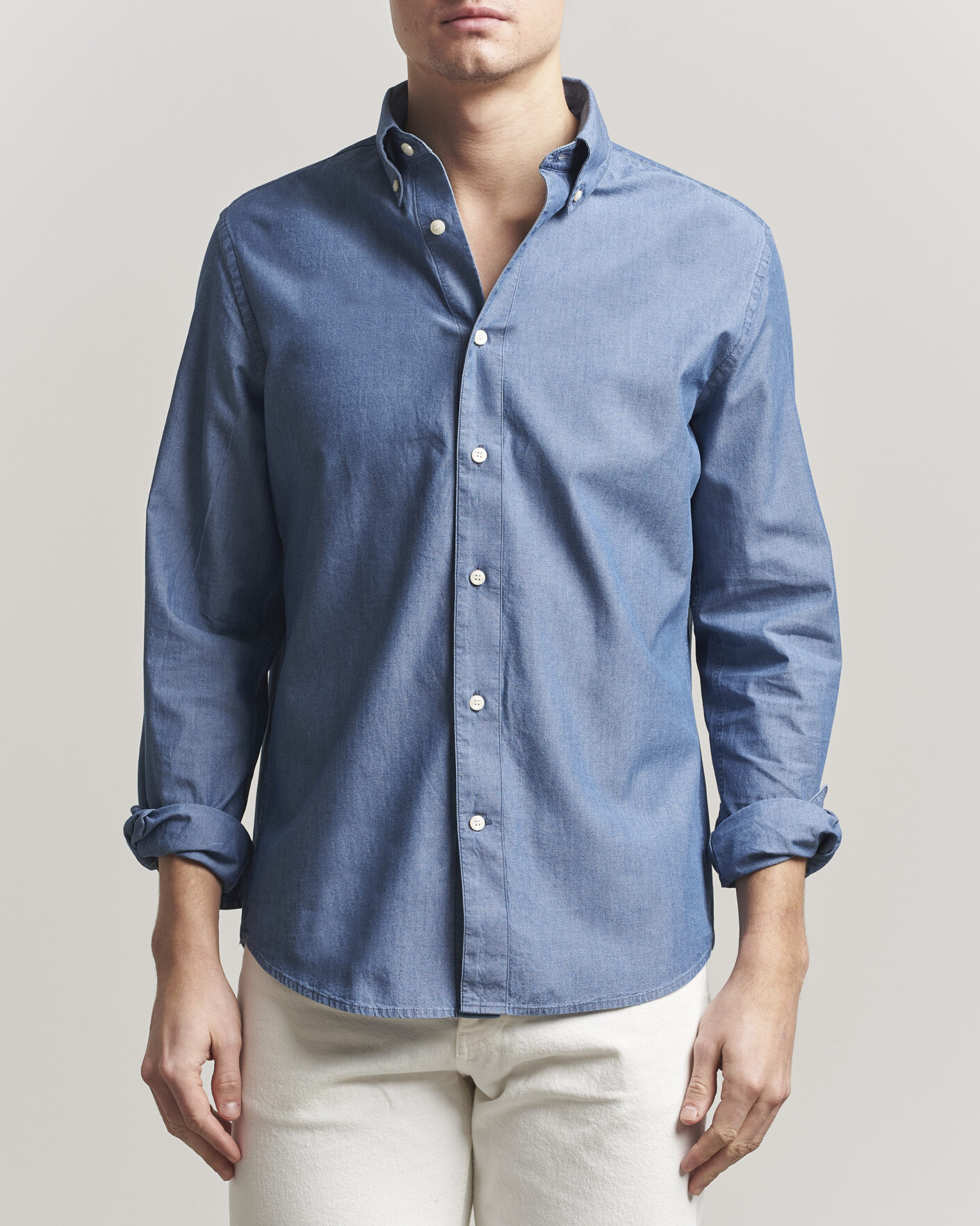 Hombres | Camisas | Tiger of Sweden | Bjorn Denim Shirt Bering Sea