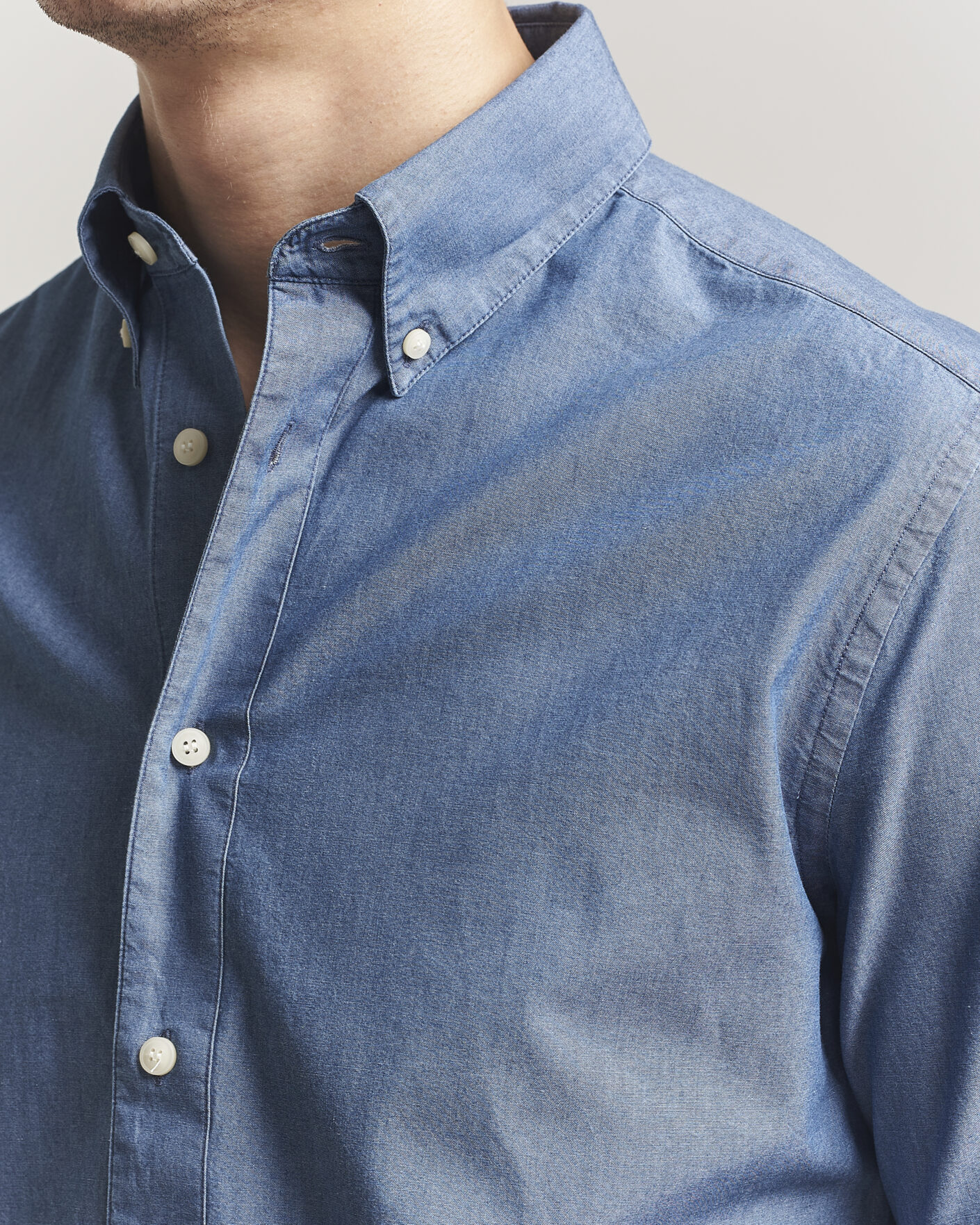 Hombres | Camisas | Tiger of Sweden | Bjorn Denim Shirt Bering Sea