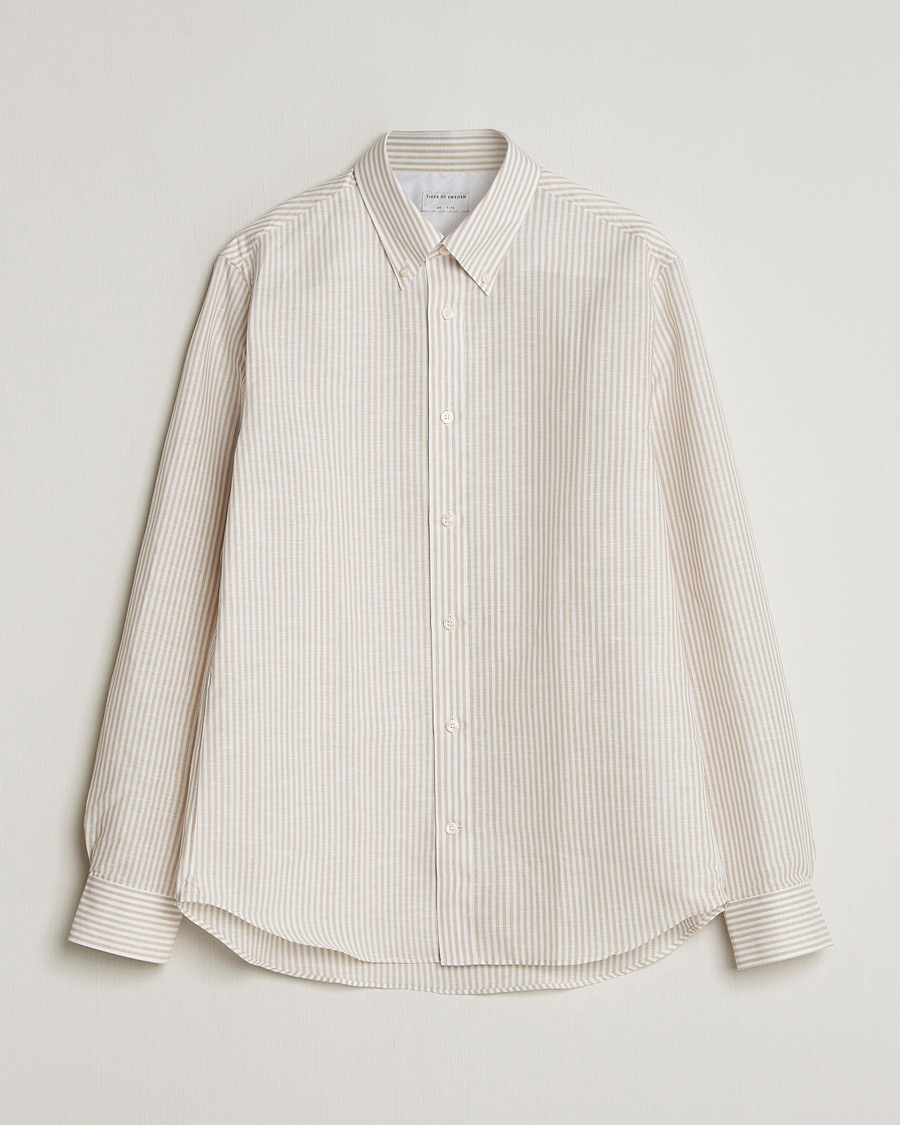 Hombres | Camisas | Tiger of Sweden | Bjorn Cotton/Linen Striped Shirt Tehina