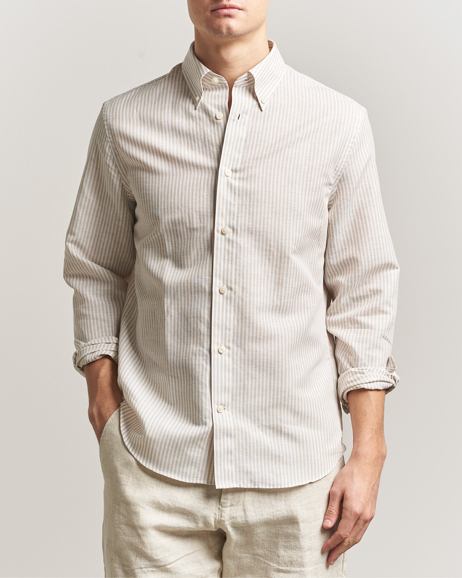 Hombres | Camisas | Tiger of Sweden | Bjorn Cotton/Linen Striped Shirt Tehina