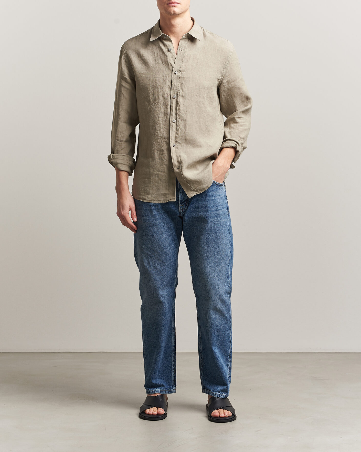 Hombres | Camisas | Tiger of Sweden | Spenser Linen Shirt Mole