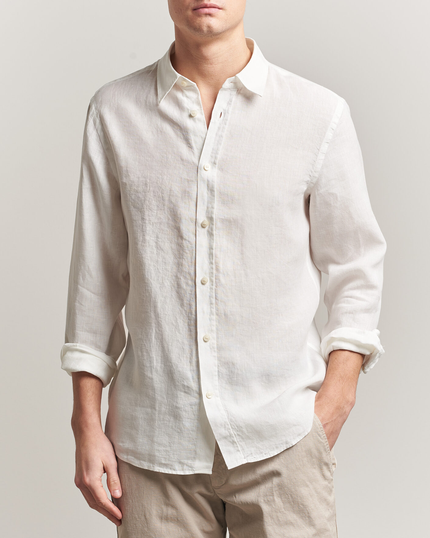 Hombres | Camisas | Tiger of Sweden | Spenser Linen Shirt Off White