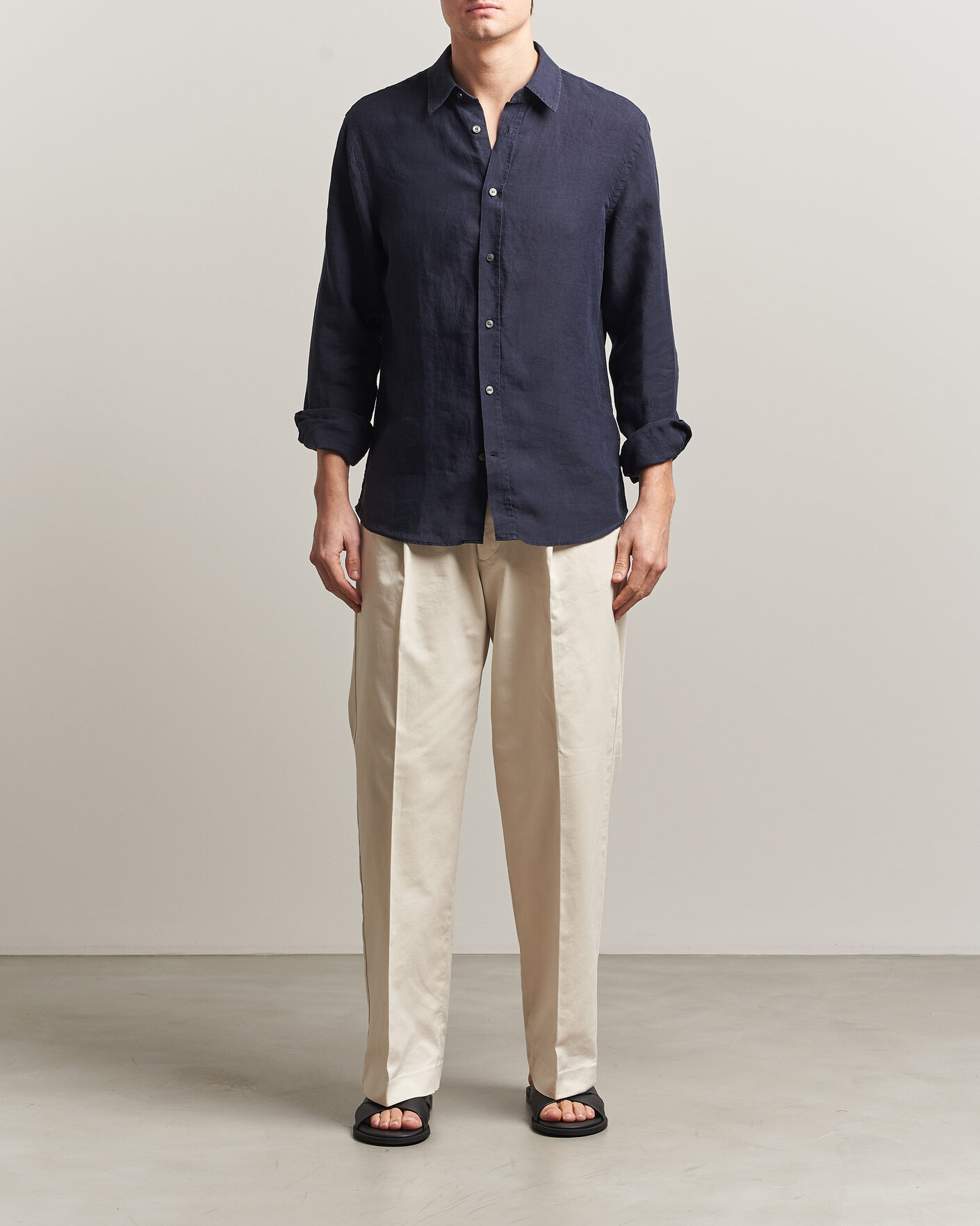 Hombres | Camisas | Tiger of Sweden | Spenser Linen Shirt Midnight Blue