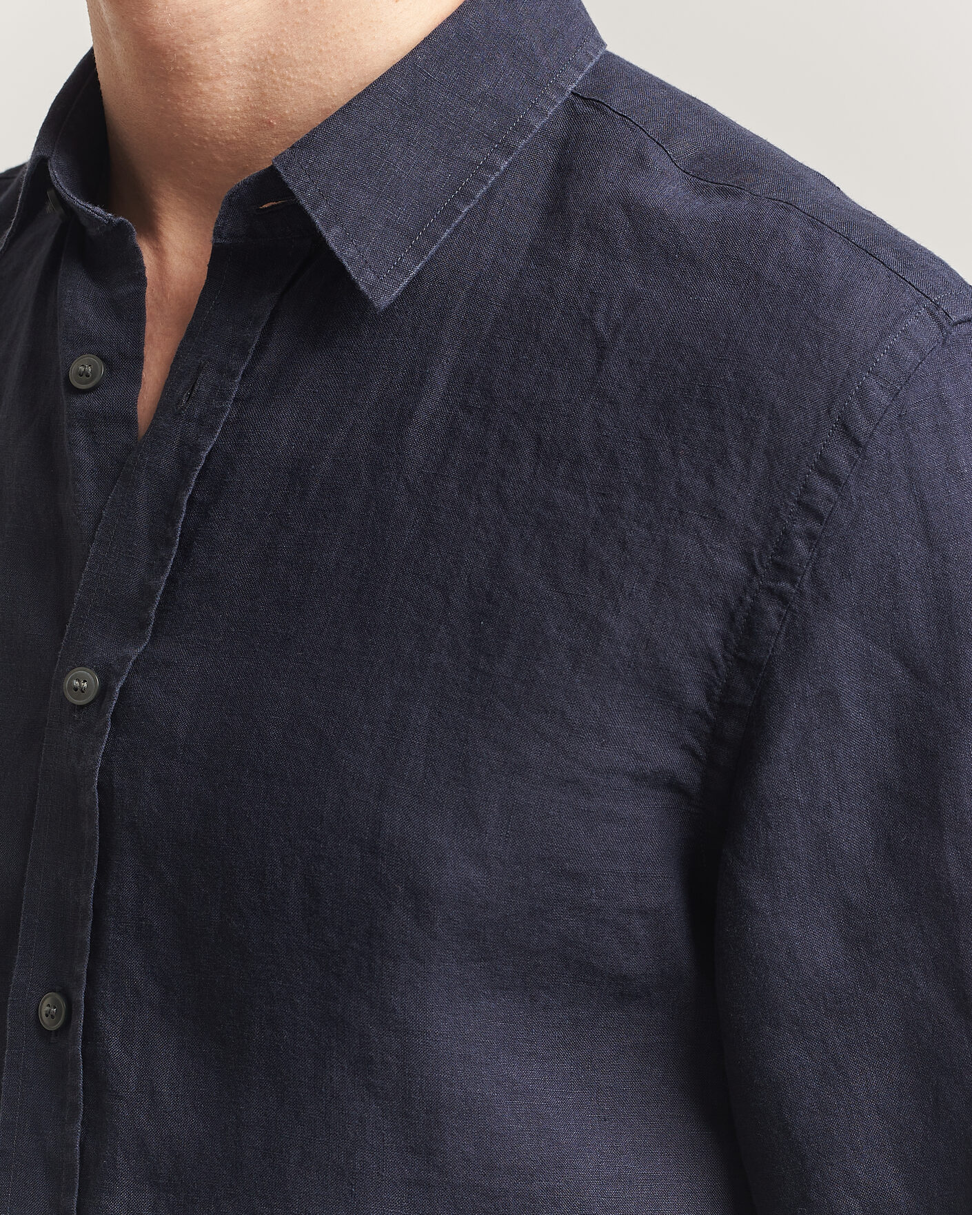 Hombres | Camisas | Tiger of Sweden | Spenser Linen Shirt Midnight Blue