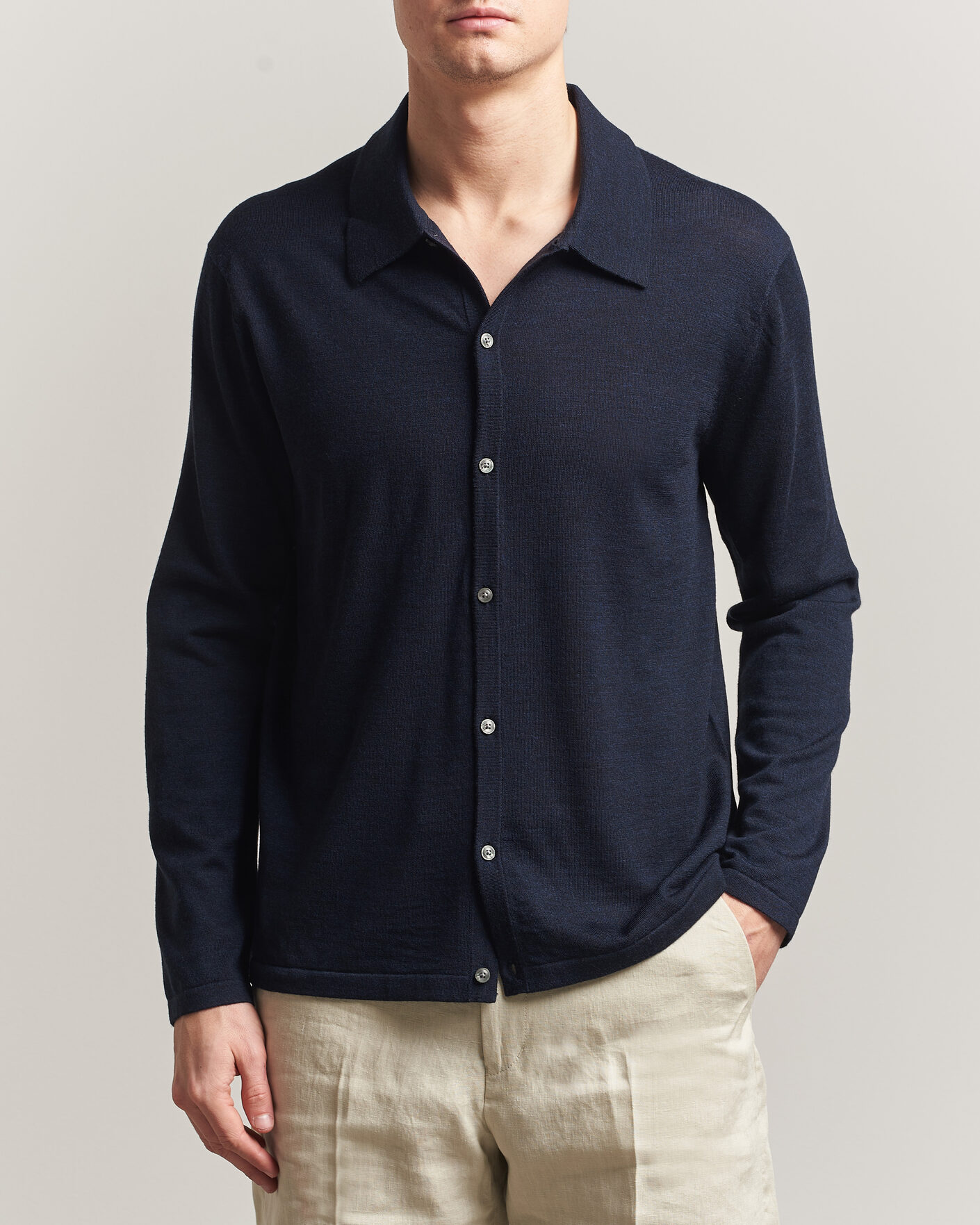 Hombres | Jerséis y prendas de punto | Tiger of Sweden | Verklin Merino Knitted Cardigan Light Ink