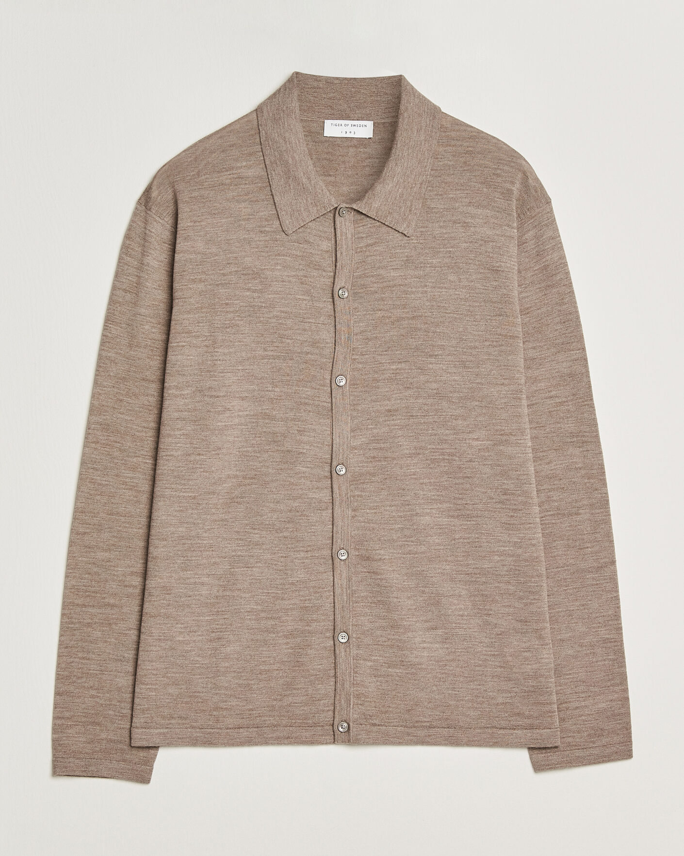 Hombres | Jerséis y prendas de punto | Tiger of Sweden | Verklin Merino Knitted Cardigan Beige Melange