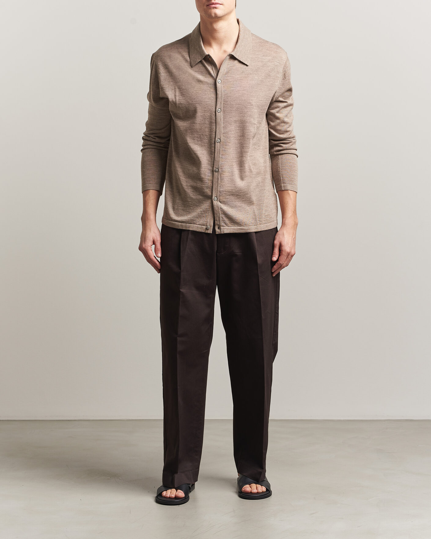 Hombres | Jerséis y prendas de punto | Tiger of Sweden | Verklin Merino Knitted Cardigan Beige Melange