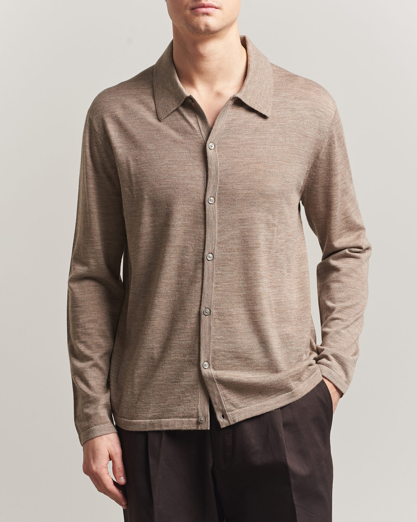 Hombres | Jerséis y prendas de punto | Tiger of Sweden | Verklin Merino Knitted Cardigan Beige Melange
