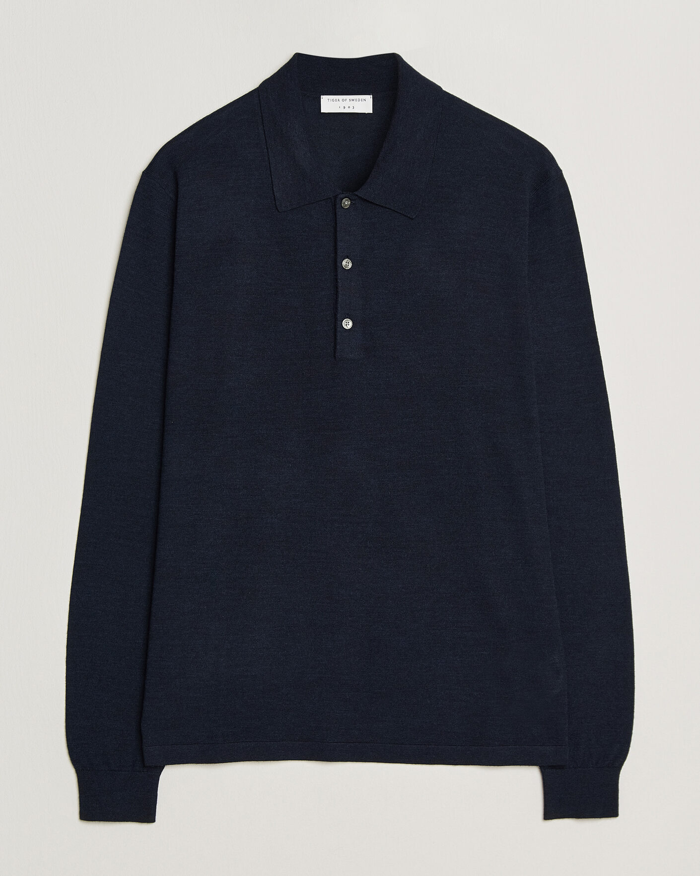 Hombres | Jerséis y prendas de punto | Tiger of Sweden | Eross Merino Knitted Polo Light Ink