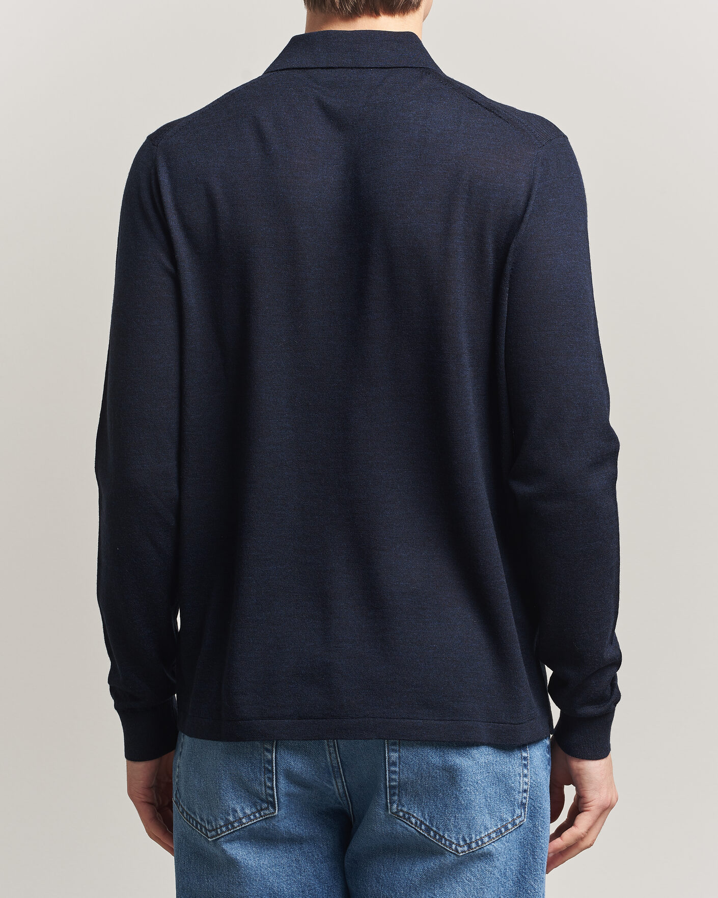 Hombres | Jerséis y prendas de punto | Tiger of Sweden | Eross Merino Knitted Polo Light Ink