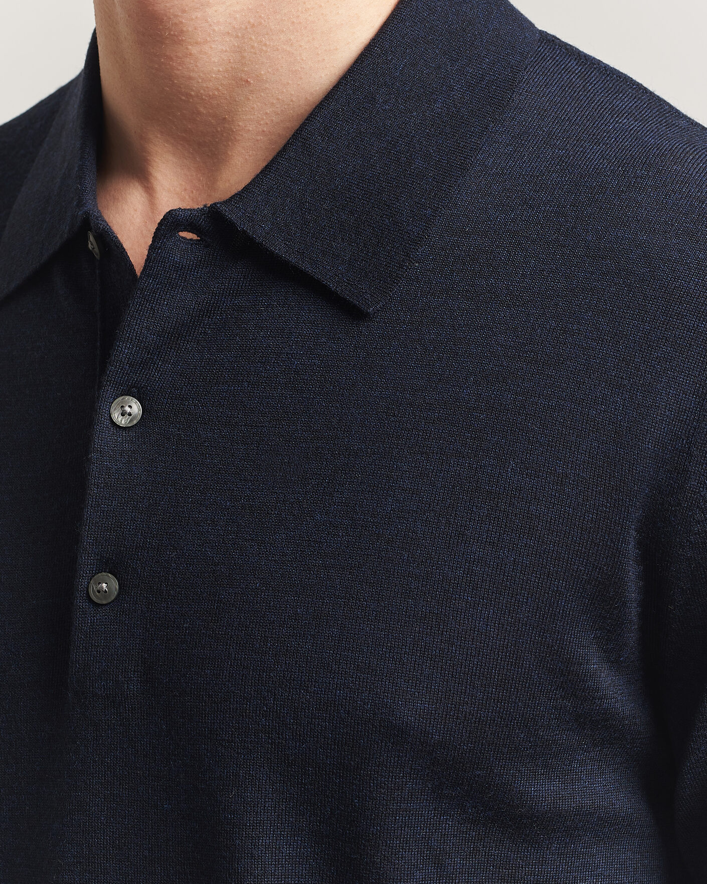 Hombres | Jerséis y prendas de punto | Tiger of Sweden | Eross Merino Knitted Polo Light Ink