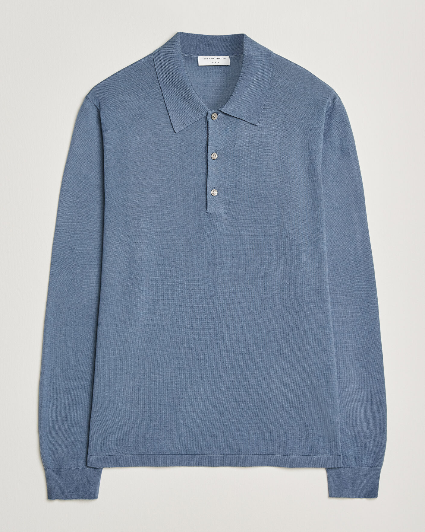 Hombres | Jerséis y prendas de punto | Tiger of Sweden | Eross Merino Knitted Polo Dull Blue